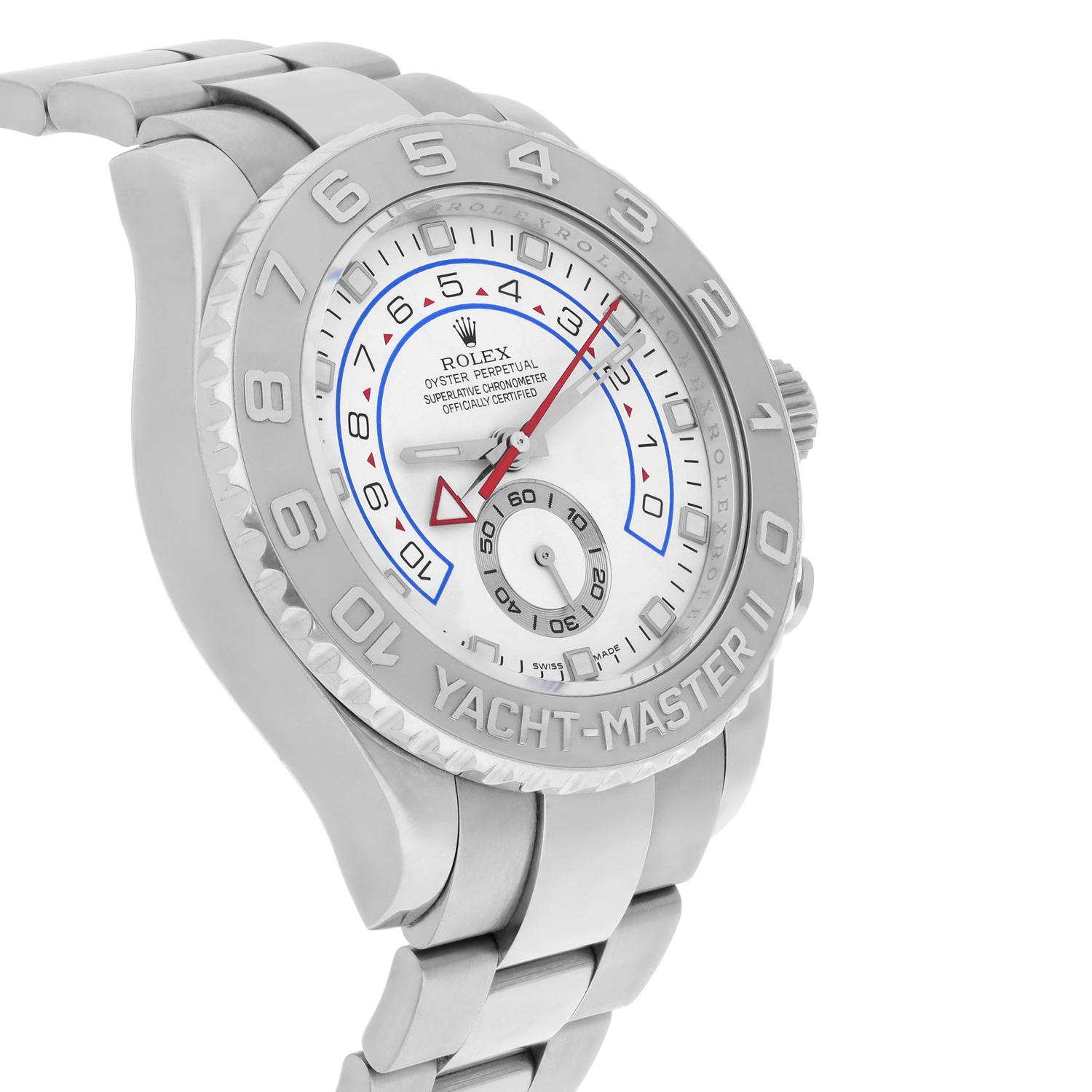 Rolex Yacht-Master II 18KT W/G Automatic Mens Watch 116689 Complete In Excellent Condition For Sale In New York, NY
