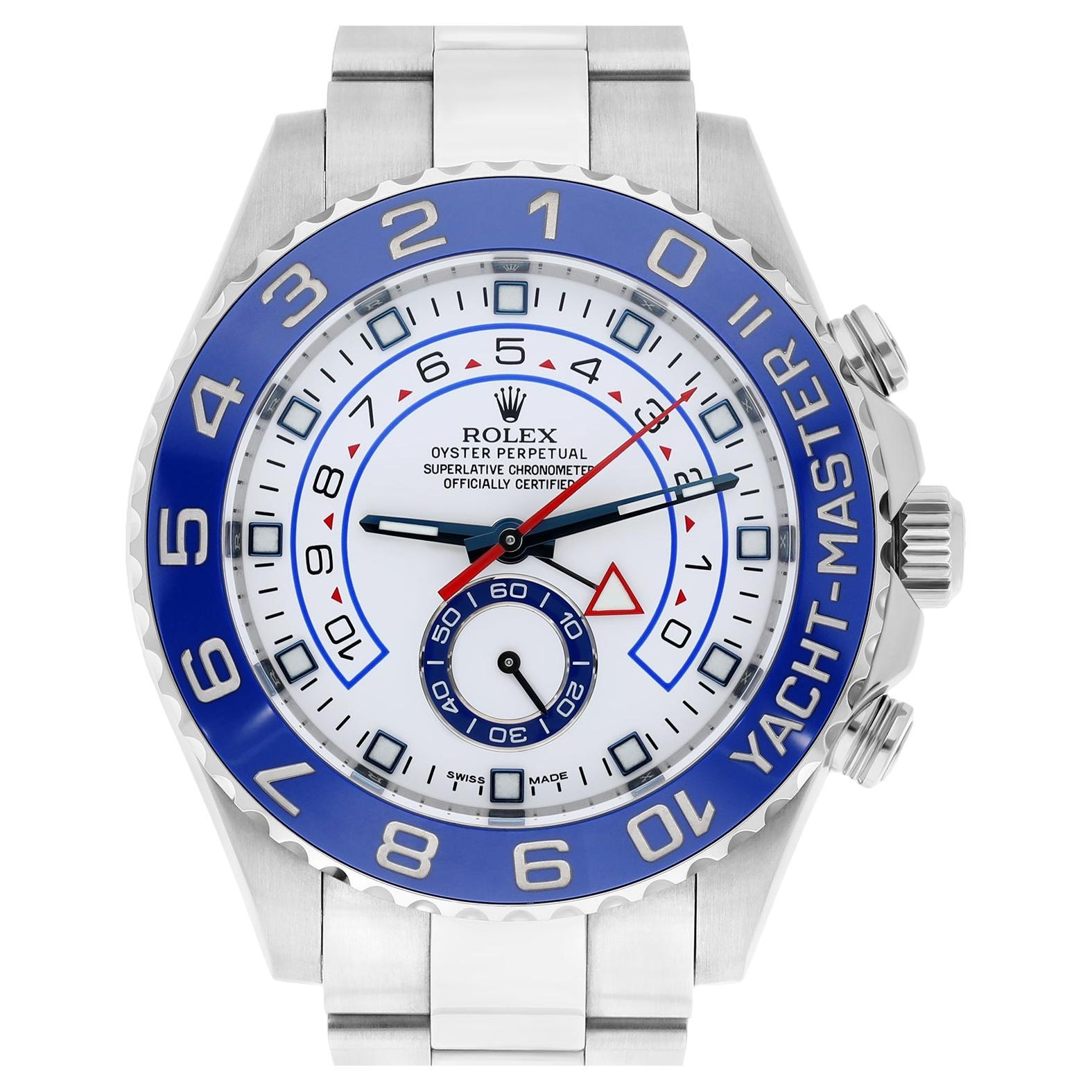 Rolex Yacht-Master II 44mm Oyster Perpetual Ceramic Blue Steel Mens Watch 116680 en vente