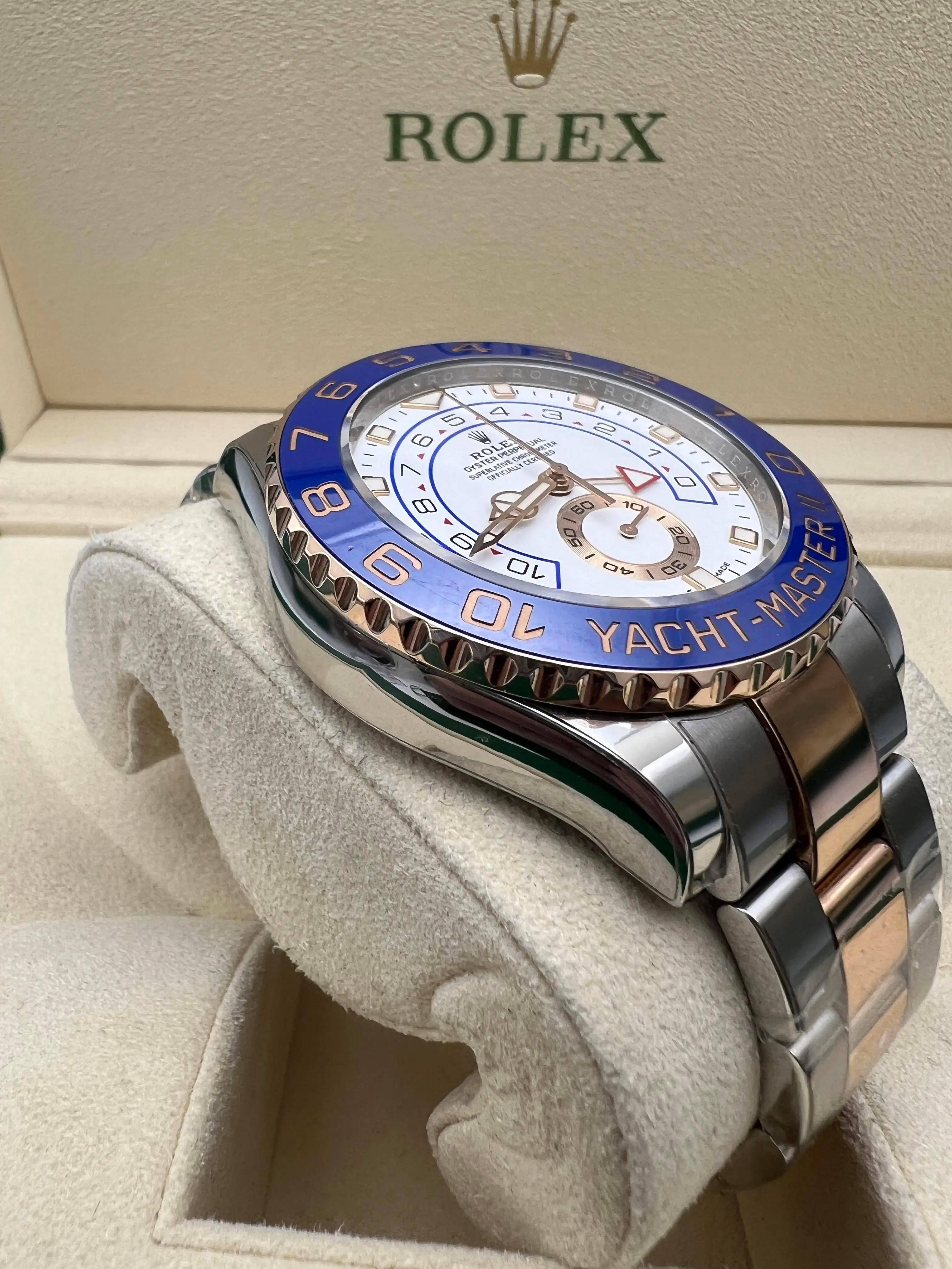 Rolex Yacht-Master II 44mm 116681 18K Rose & Steel Mercedes Hands Box Papers in vendita 2