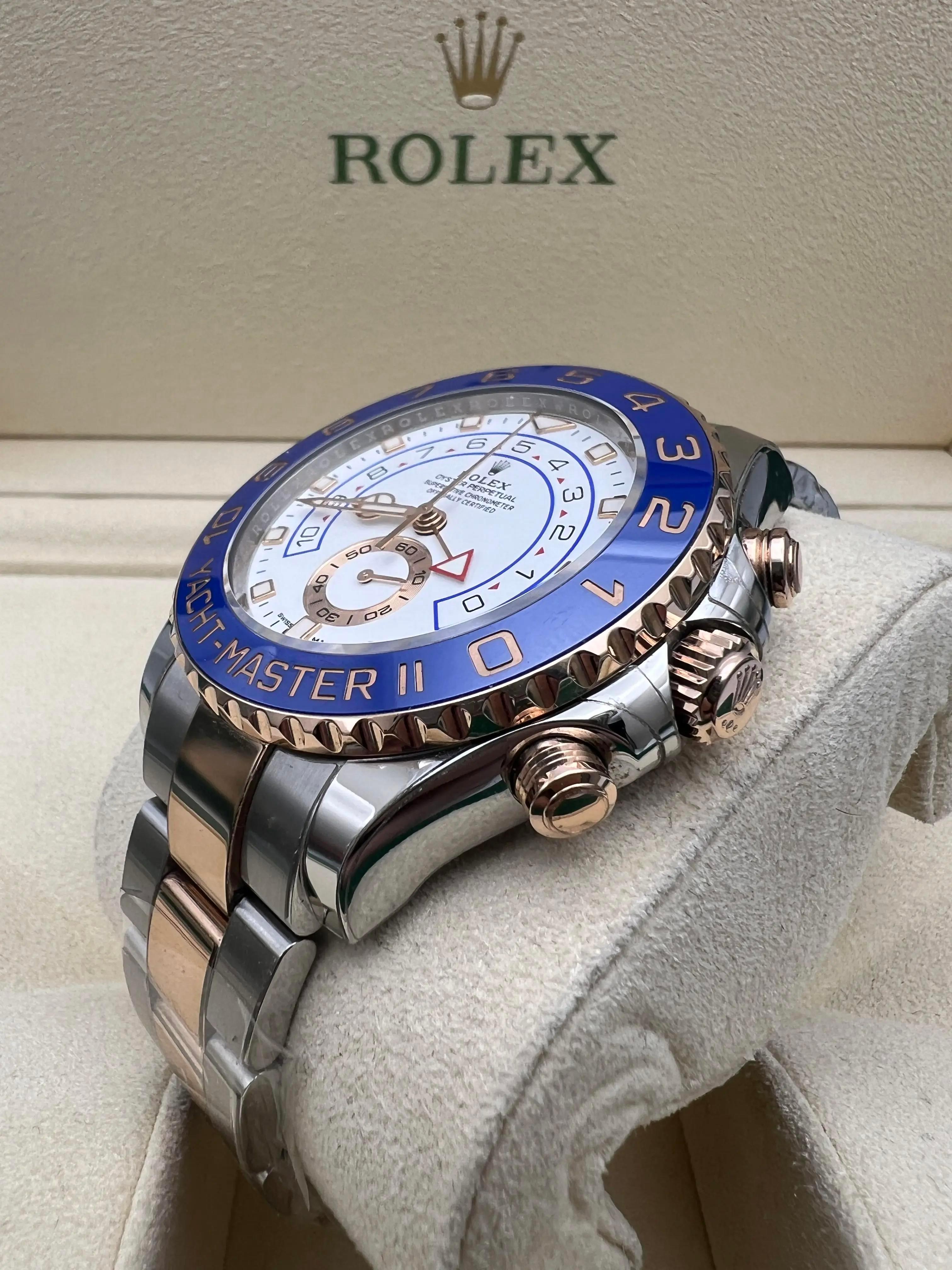 Rolex Yacht-Master II 44mm 116681 18K Rose & Steel Mercedes Hands Box Papers in vendita 3