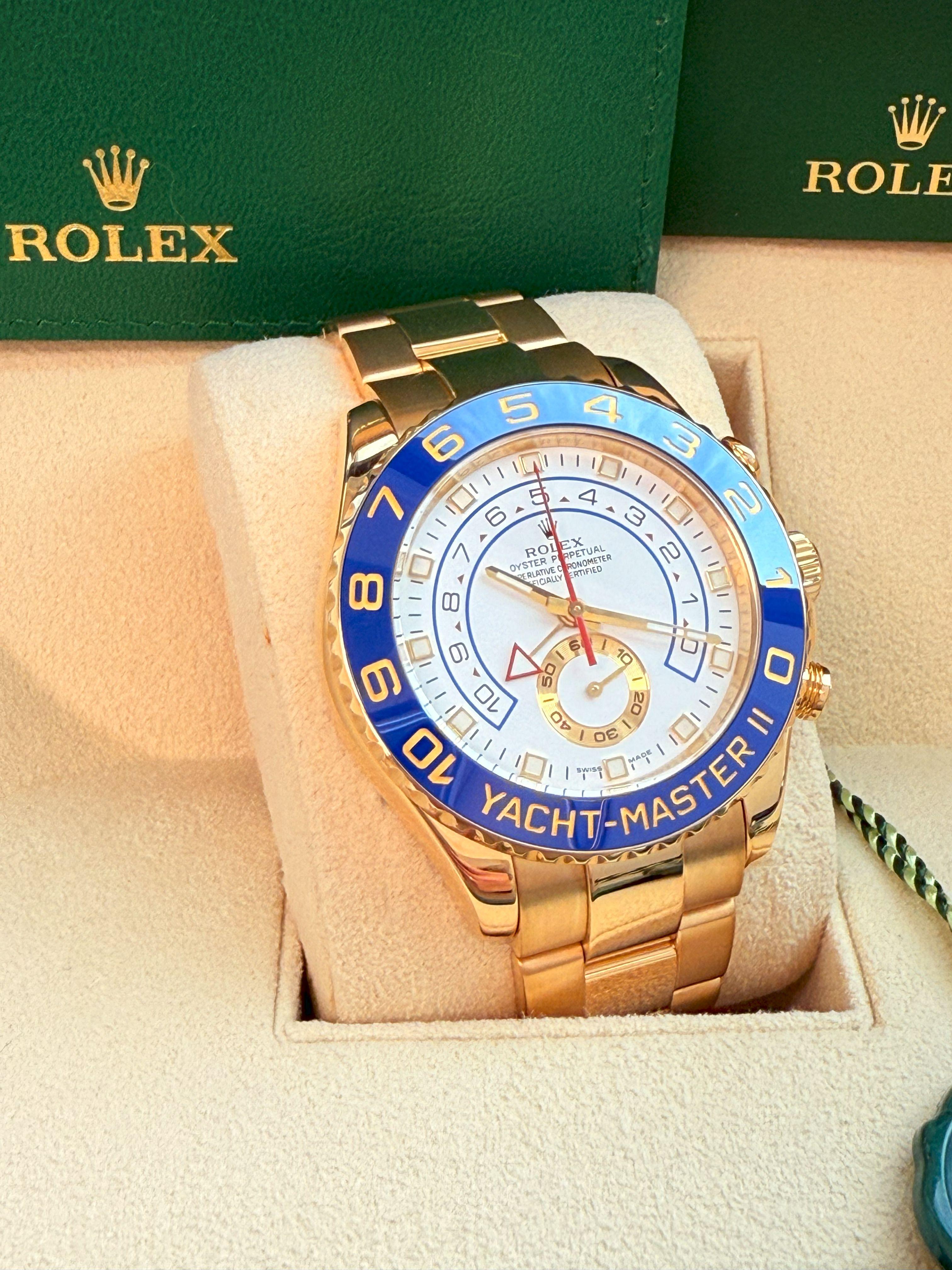 Rolex Yacht-Master II 44mm Chronograph Yellow Gold Oyster Bracelet Watch 116688 For Sale 6