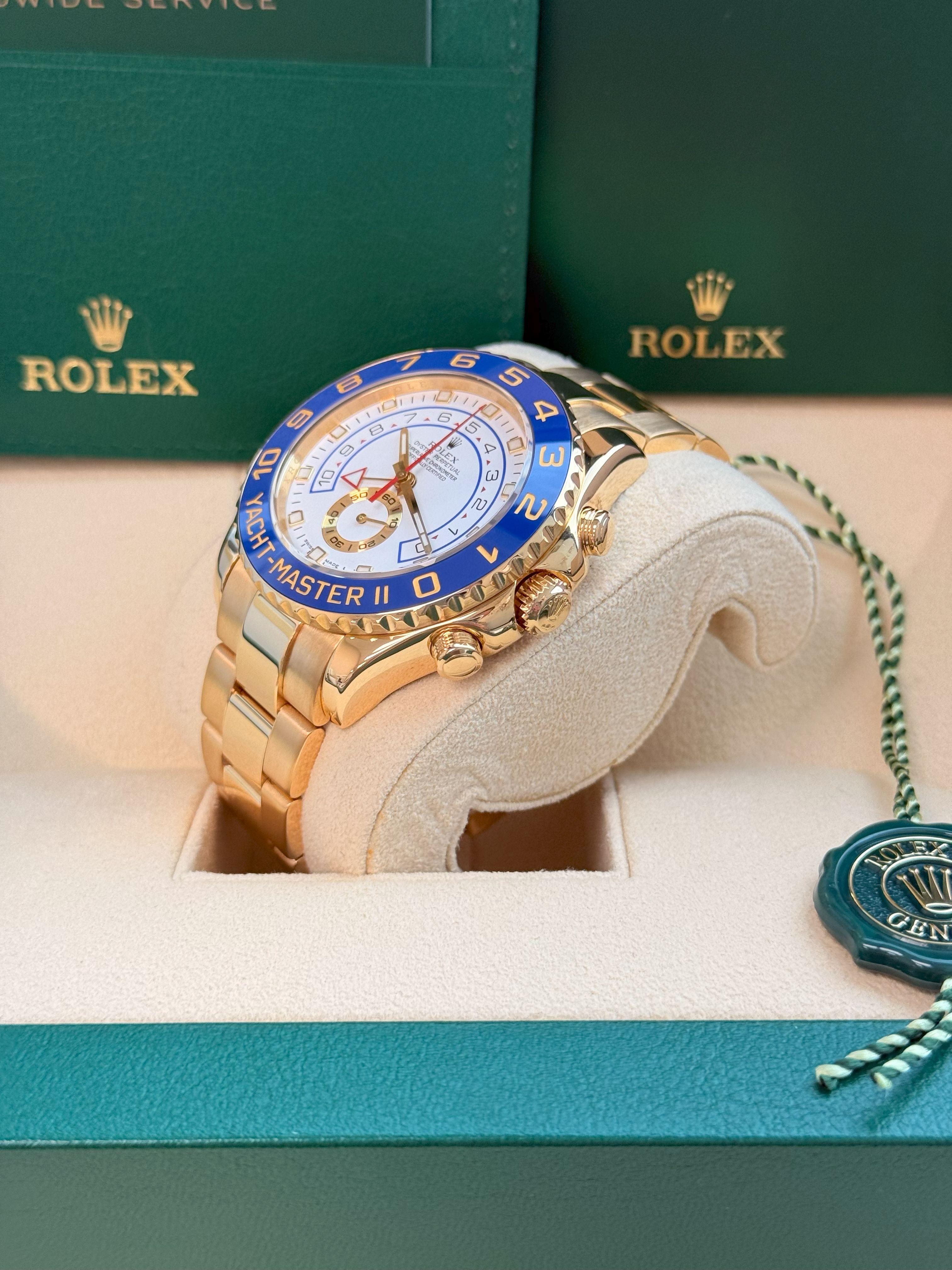 Rolex Yacht-Master II 44mm Chronograph Yellow Gold Oyster Bracelet Watch 116688 For Sale 7