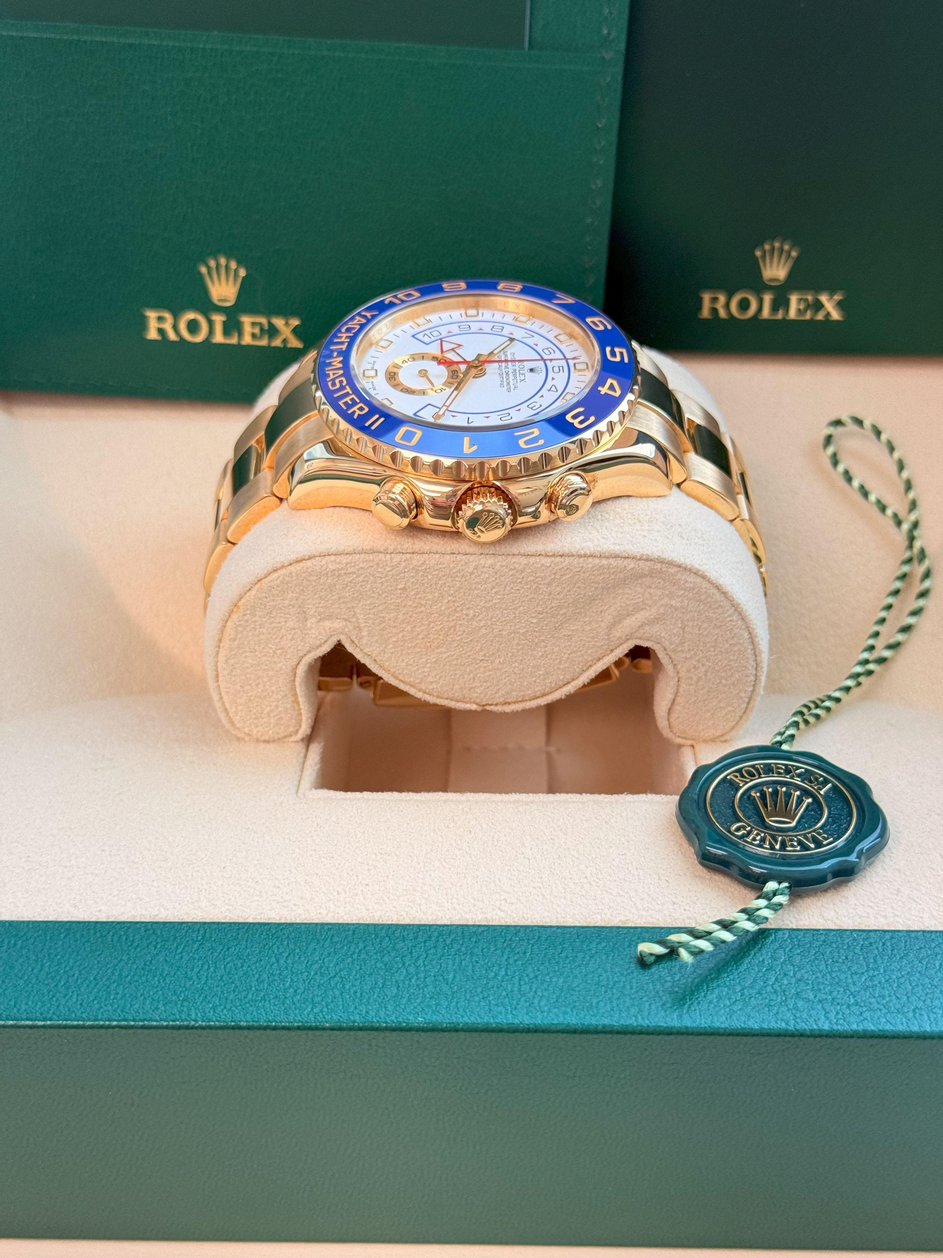 Rolex Yacht-Master II 44mm Chronograph Yellow Gold Oyster Bracelet Watch 116688 For Sale 9