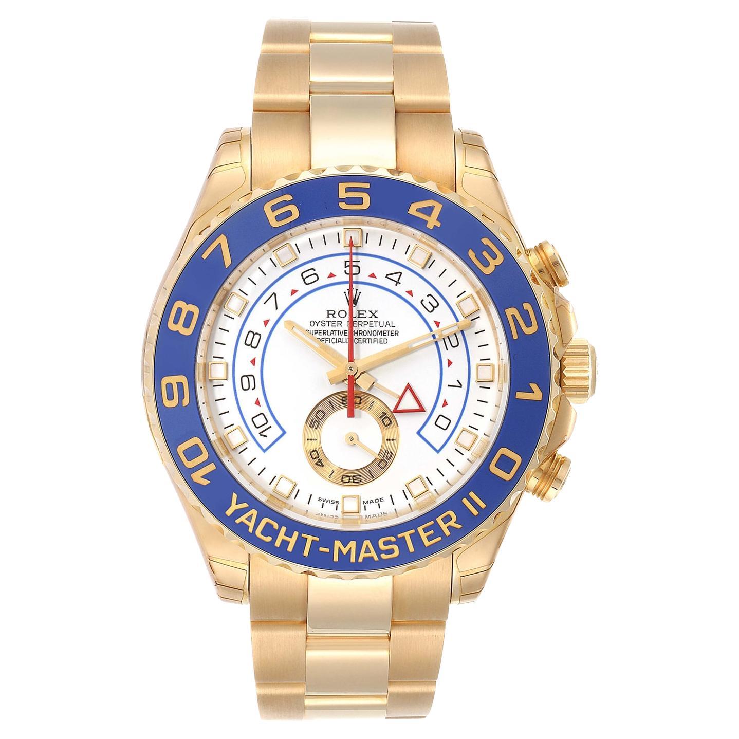 Rolex Yacht-Master II 44mm Chronograph Yellow Gold Oyster Bracelet Watch 116688 For Sale