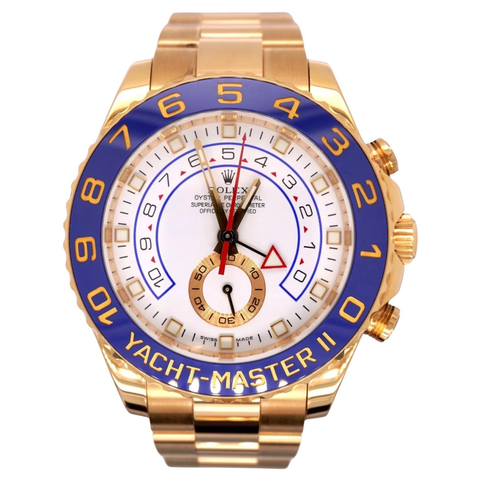 Rolex Yacht-Master II 44mm Oyster Perpetual 18k Yellow Gold White Dial 116688