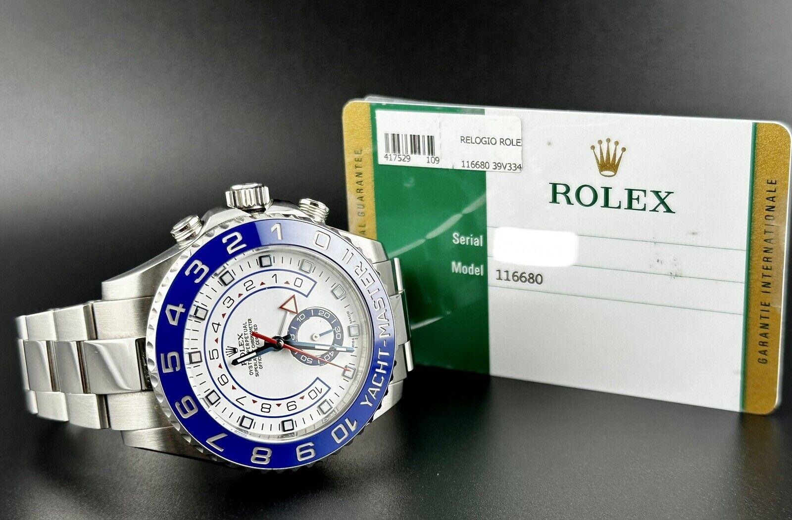 Rolex Yacht-Master II 44mm Oyster Perpetual Ceramic Blue Steel Mens Watch 116680 en vente 2