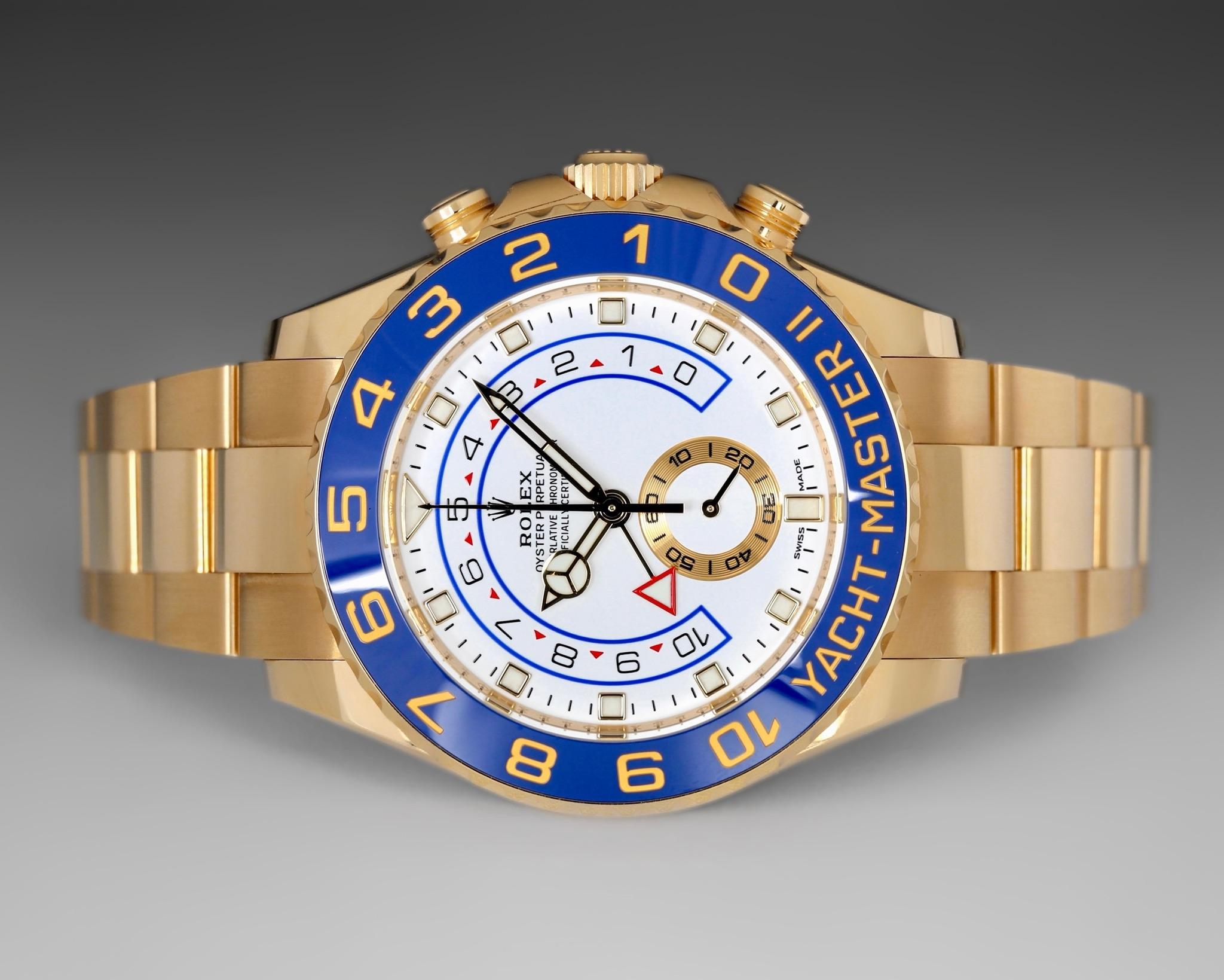 Rolex Yacht-Master II 44mm White Dial Gold & Stainless Steel  2023 Style:116681 In Excellent Condition In Beverly Hills, CA