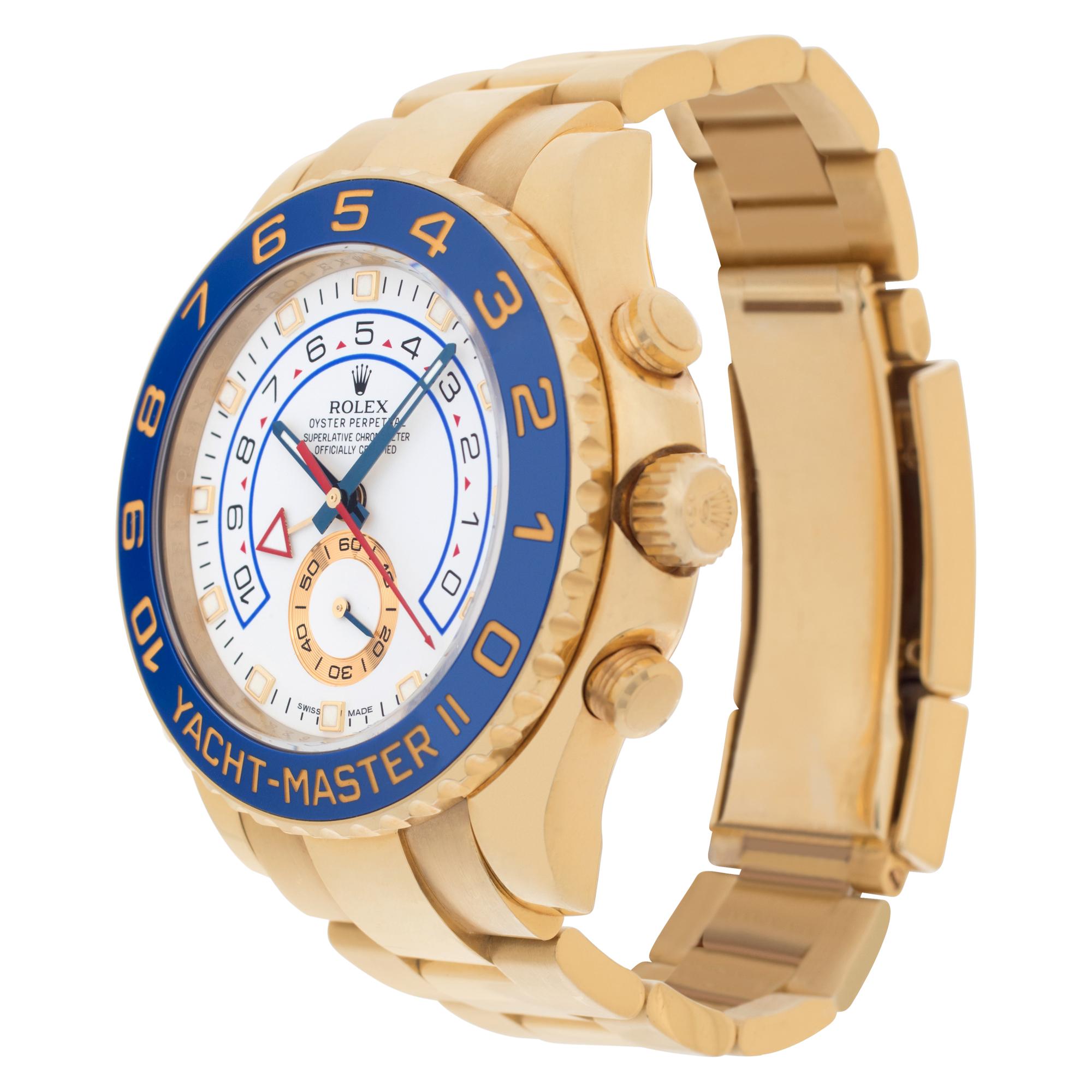 Rolex Yacht-Master II in 18k yellow gold. Auto w/ subseconds and regatta countdown. 44 mm case size.  Ref 116688. Box and booklets. Circa 2007. Fine Pre-owned Rolex Watch.

Certified preowned Sport Rolex Yacht-Master II 116688 watch is made out of