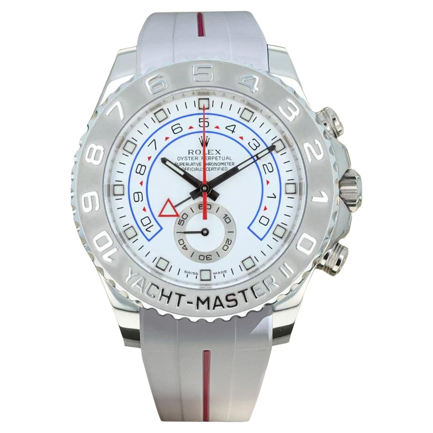 Rolex Yacht-Master II Regatta 44mm Weißgold Platin-Uhr mit Gummiriemen 116689 im Angebot