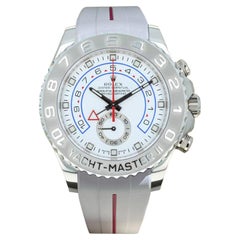 Rolex Yacht-Master II Regatta 44mm White Gold Platinum Rubber Strap Watch 116689