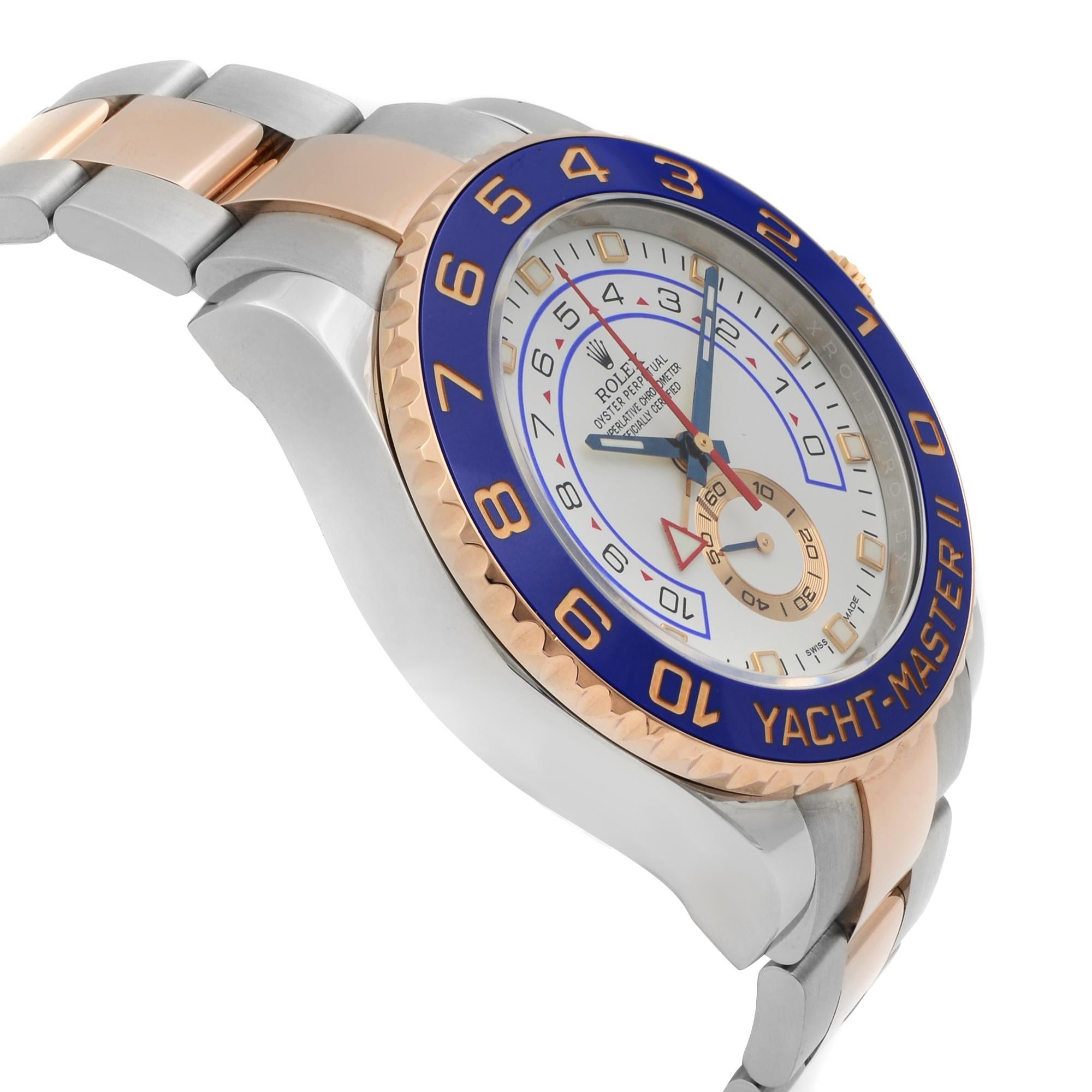 Rolex Yacht-Master II Acciaio Oro Rosa 18 Carati Quadrante Bianco Orologio da Uomo 116681WASO in vendita 1