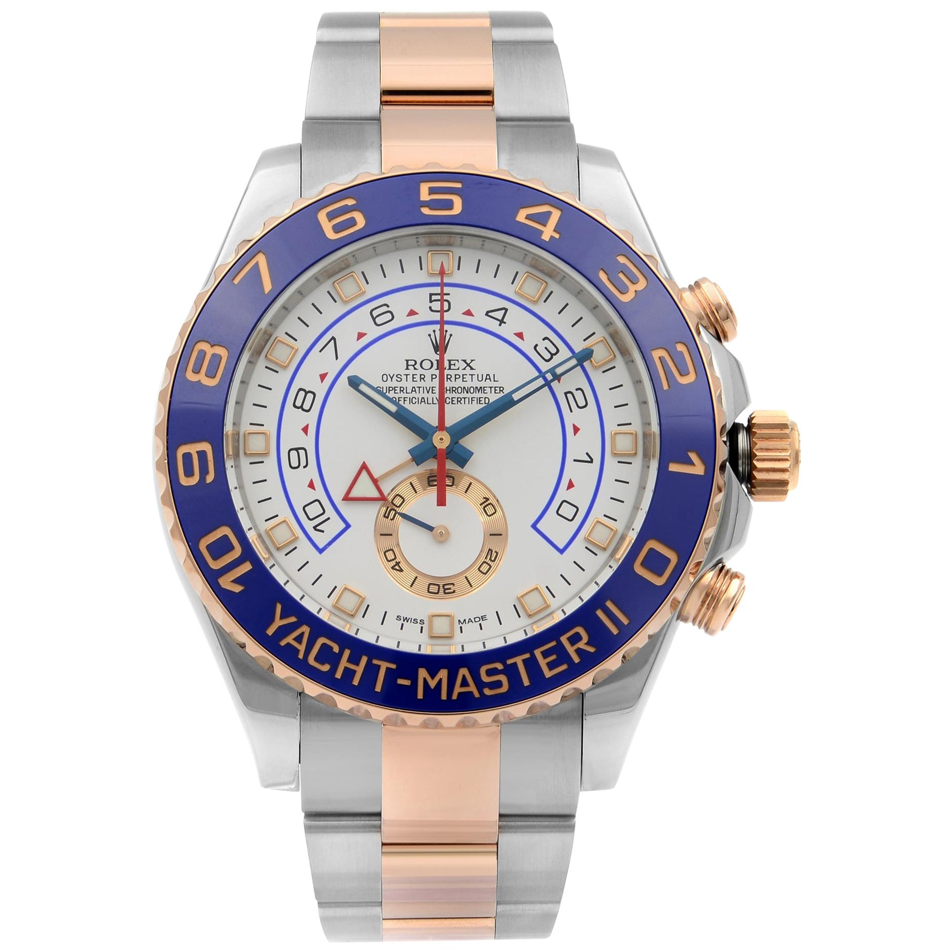 Rolex Yacht-Master II Acciaio Oro Rosa 18 Carati Quadrante Bianco Orologio da Uomo 116681WASO
