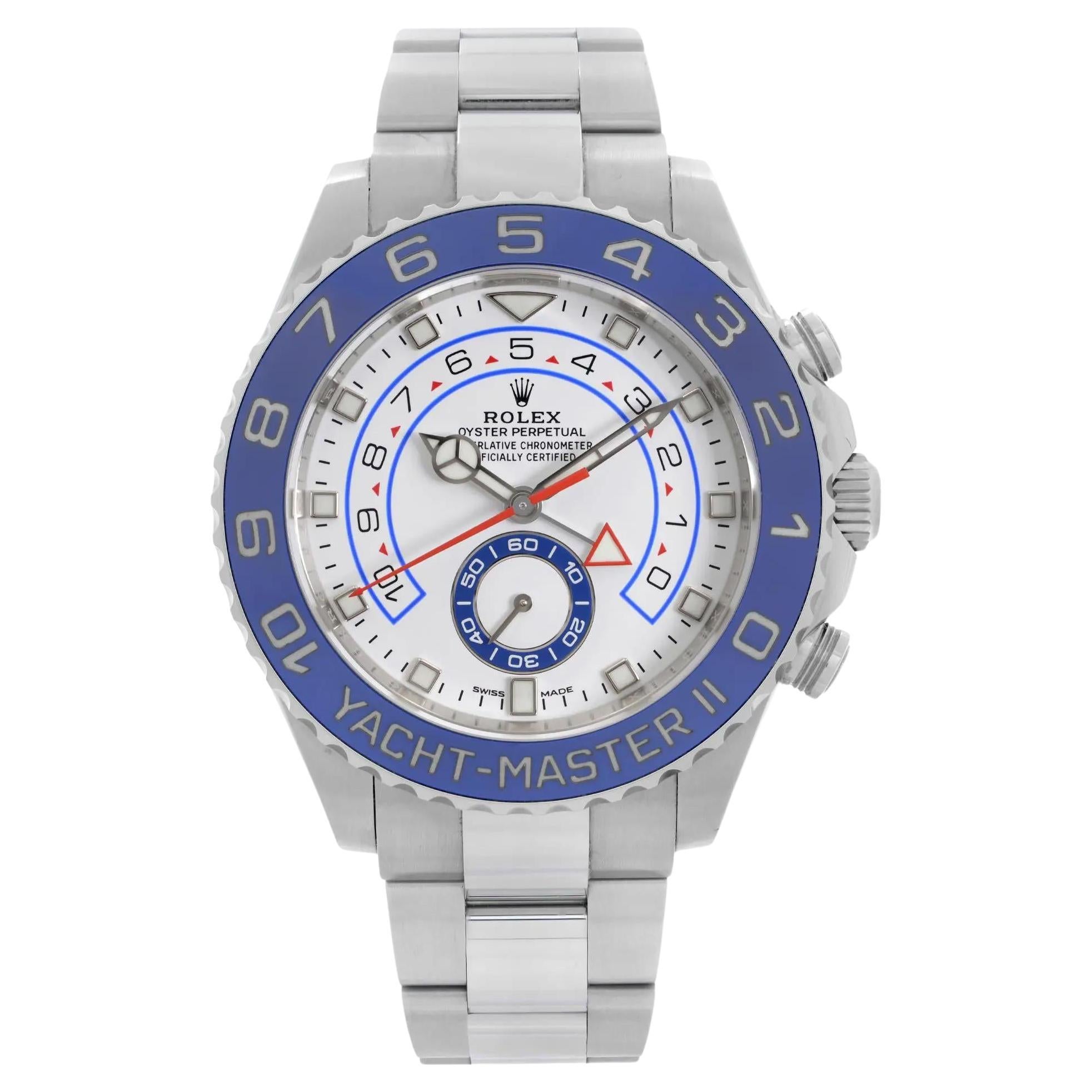 Rolex Yacht-Master II Montre automatique pour hommes avec cadran blanc en acier 116680 en vente