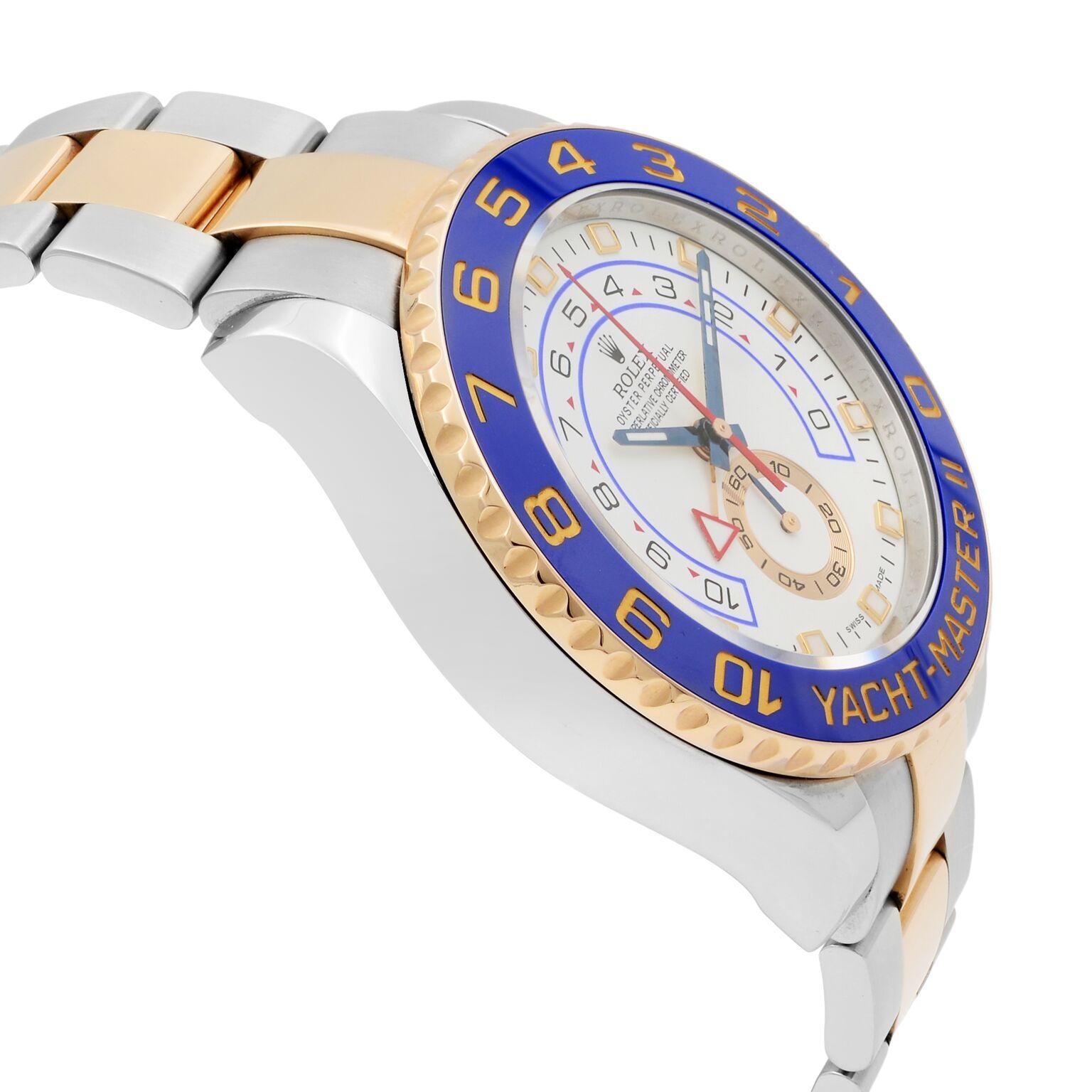 Men's Rolex Yacht-Master II White Dial 18k Gold Steel Command Bezel Men’s Watch 116681