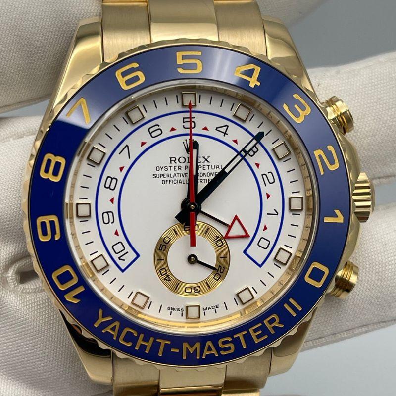 Rolex Yacht-Master II Yellow Gold - White Dial 116688, 2012 In Excellent Condition In New York, NY