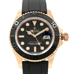 Rolex Yacht-Master Matt Black Dial Everose Gold Rubber Automatic Watch 116655
