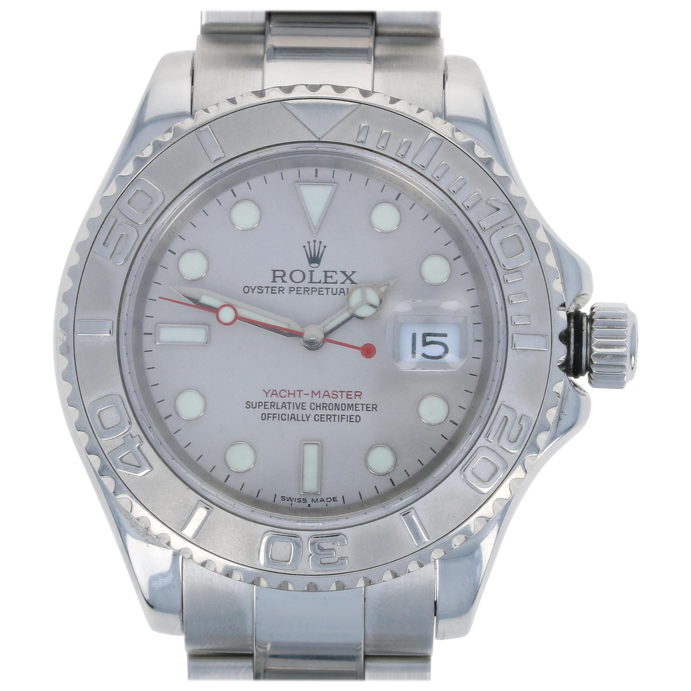 Rolex Yacht-Master Men's Watch Stainless Steel Platinum Automatic 2Yr Wnty 16622