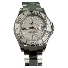 Used Rolex Yacht Master Midsize 168622 35mm Silver Dial Steel Platinum Box Paper