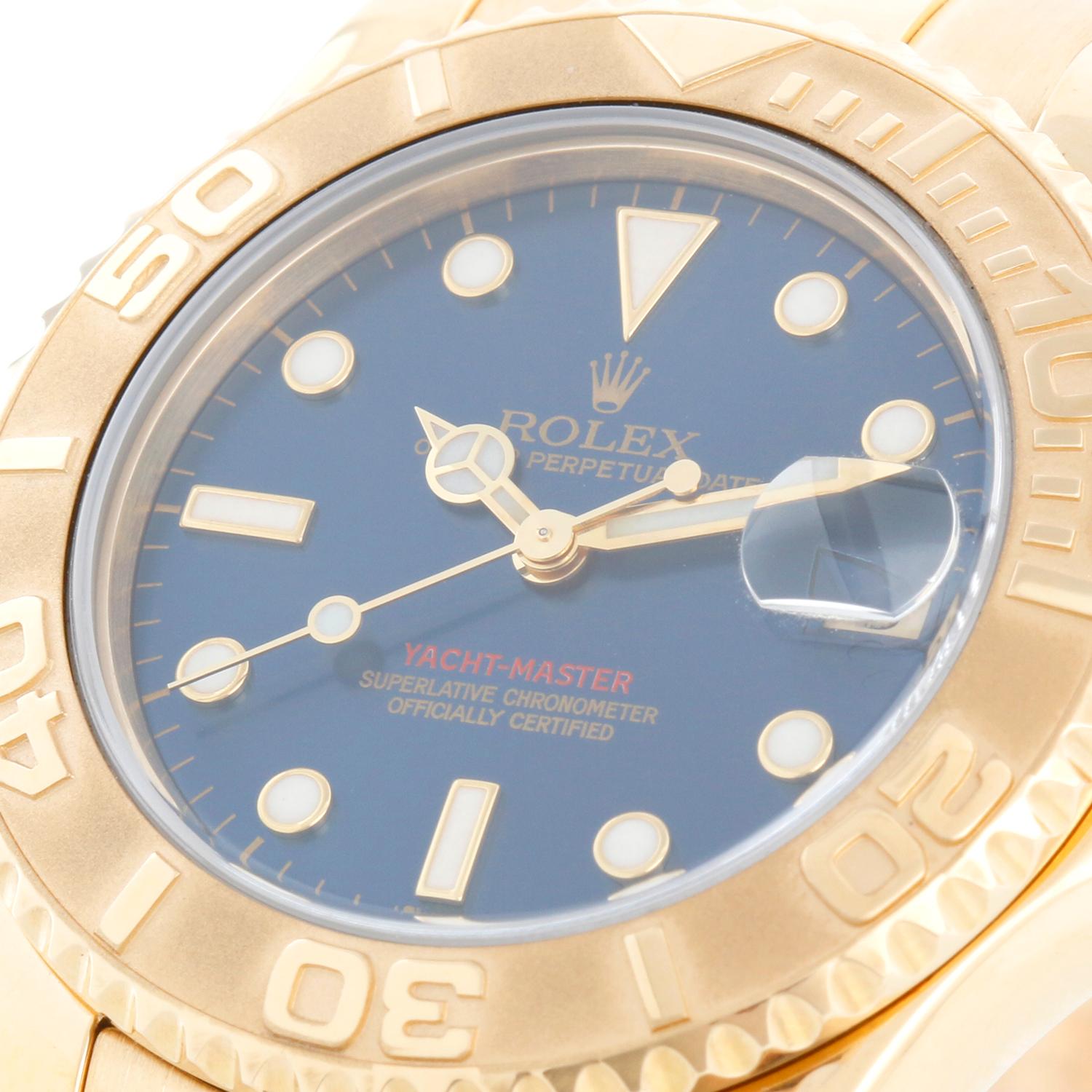 Women's or Men's Rolex Yacht-Master Midsize Men's/Ladies 18k Gold Watch 68628 For Sale