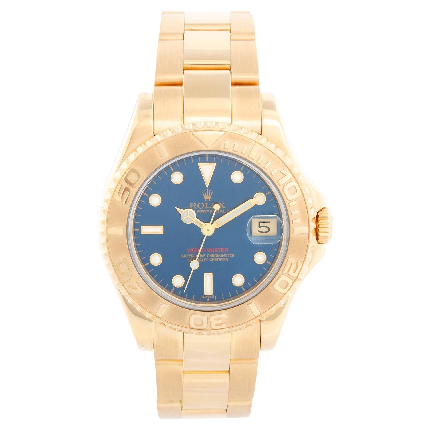 Rolex Yacht-Master Midsize Men's/Ladies 18k Gold Watch 68628 For Sale