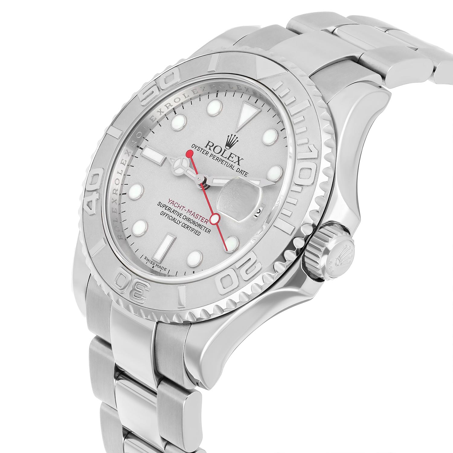 Rolex Yacht-Master Platinum Bezel 40mm Automatic Oyster Watch 16622 2008 B/P For Sale 1