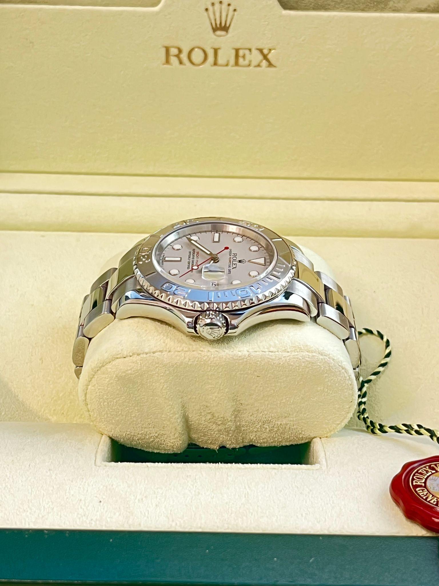 Rolex Yacht-Master Platinum Dial Bi-Directional Bezel Steel Men's Watch 16622 For Sale 6