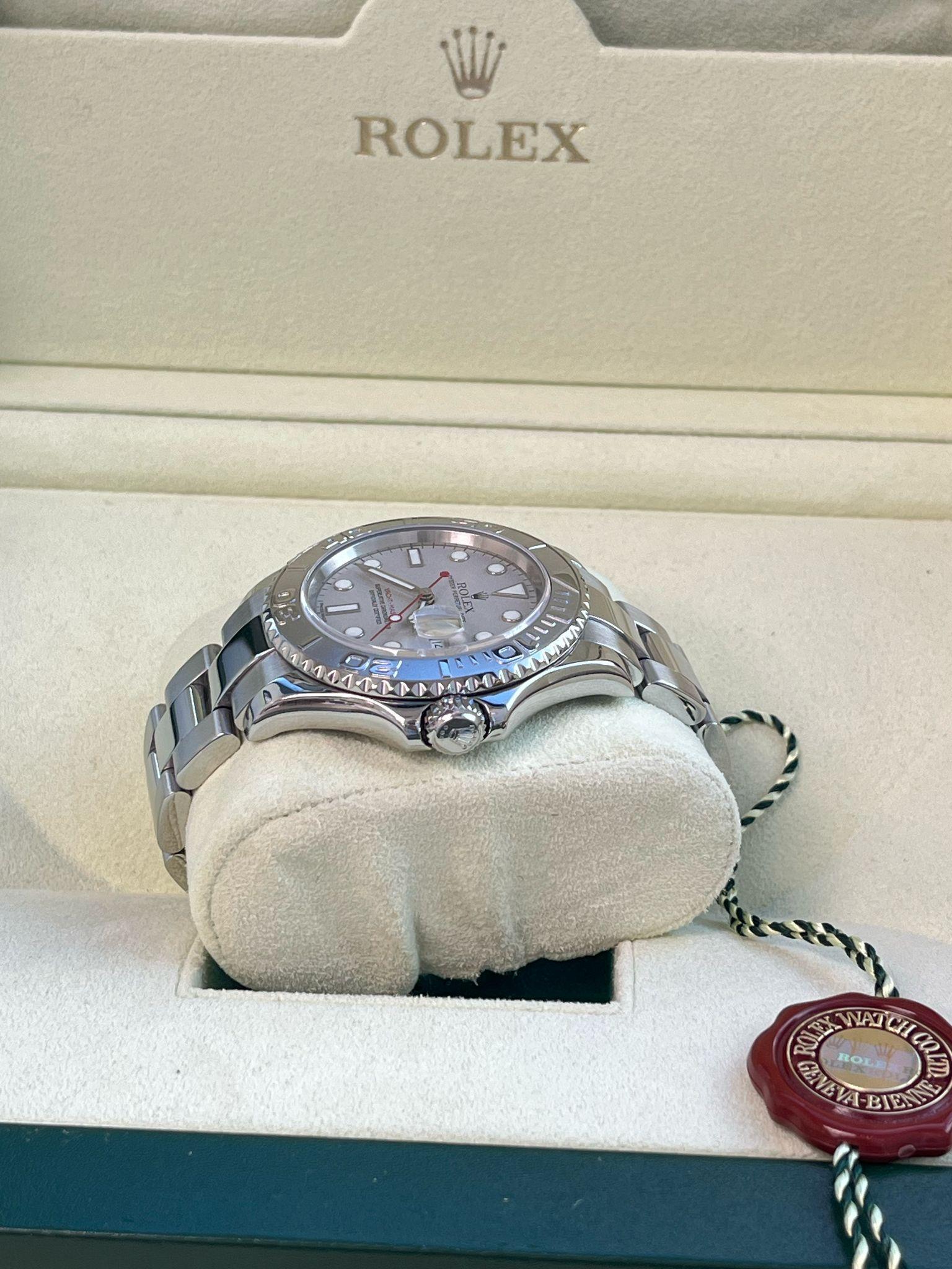 Rolex Yacht-Master Platinum Dial Bi-Directional Bezel Steel Men's Watch 16622 For Sale 8