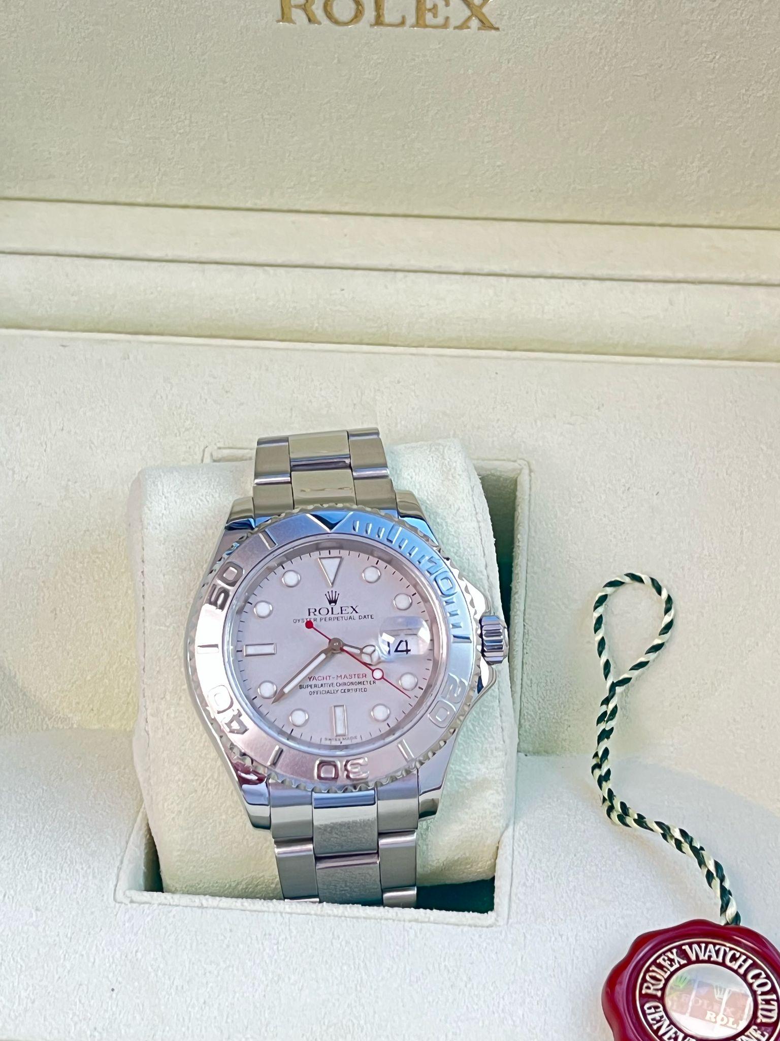 Rolex Yacht-Master Platinum Dial Bi-Directional Bezel Steel Men's Watch 16622 For Sale 1