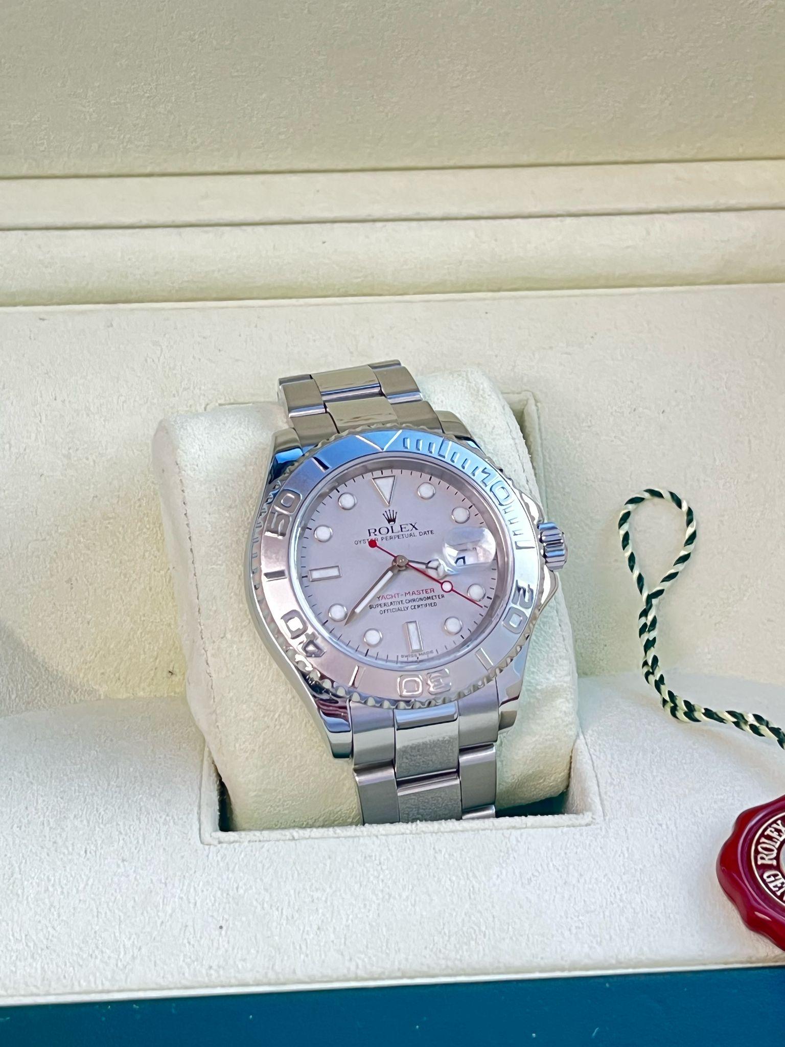 Rolex Yacht-Master Platinum Dial Bi-Directional Bezel Steel Men's Watch 16622 For Sale 3