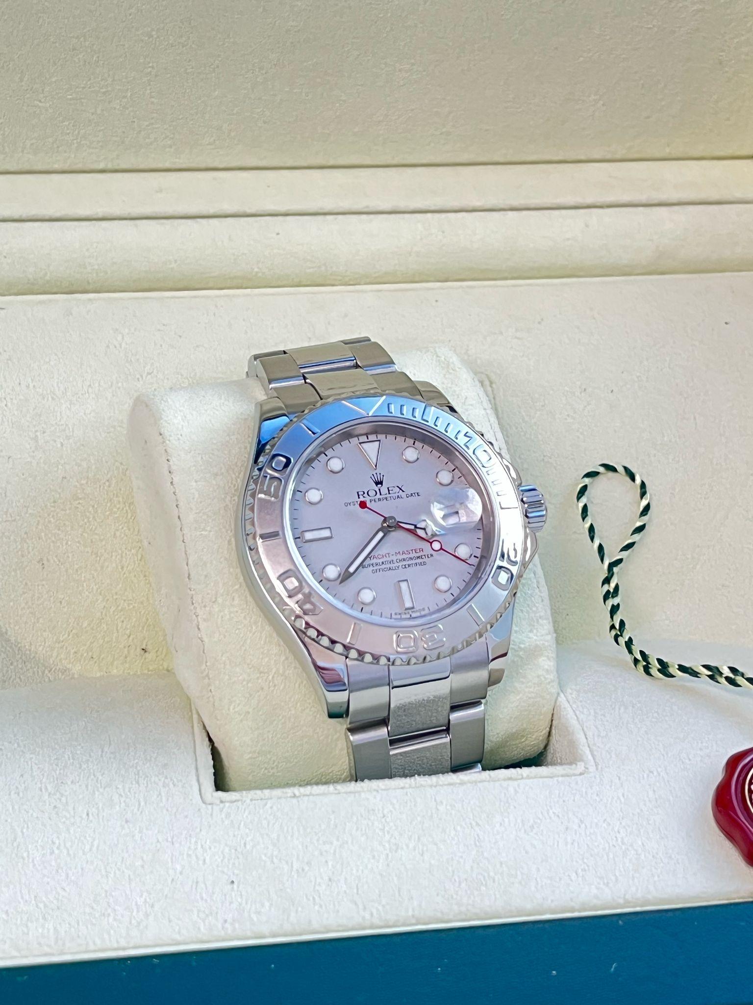 Rolex Yacht-Master Platinum Dial Bi-Directional Bezel Steel Men's Watch 16622 For Sale 4