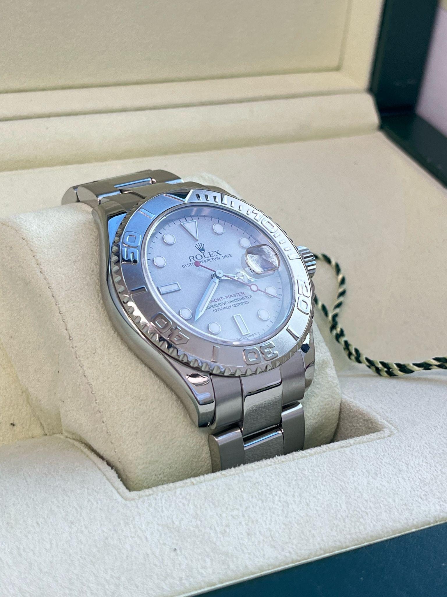 Rolex Yacht-Master Platinum Dial Bi-Directional Bezel Steel Men's Watch 16622 For Sale 5