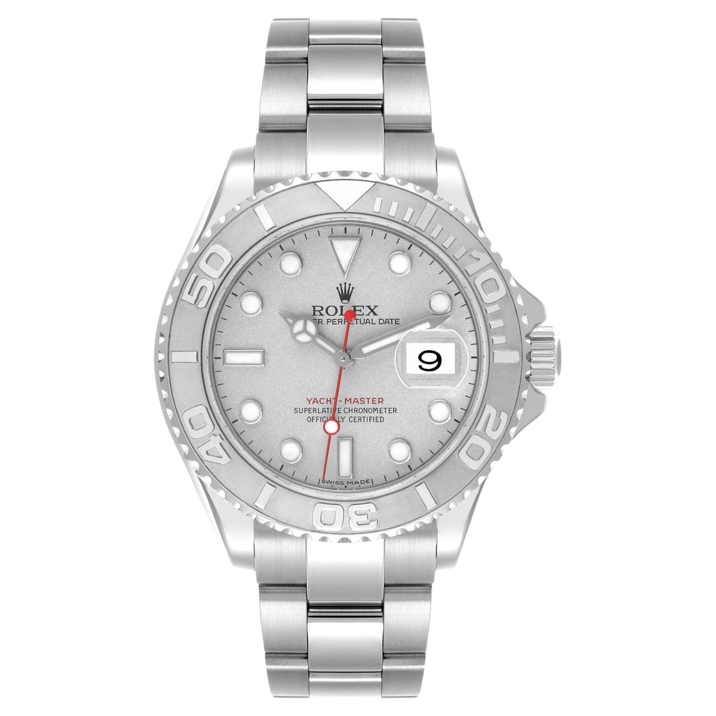 Rolex Yacht-Master Platinum Dial Bi-Directional Bezel Steel Men's Watch 16622