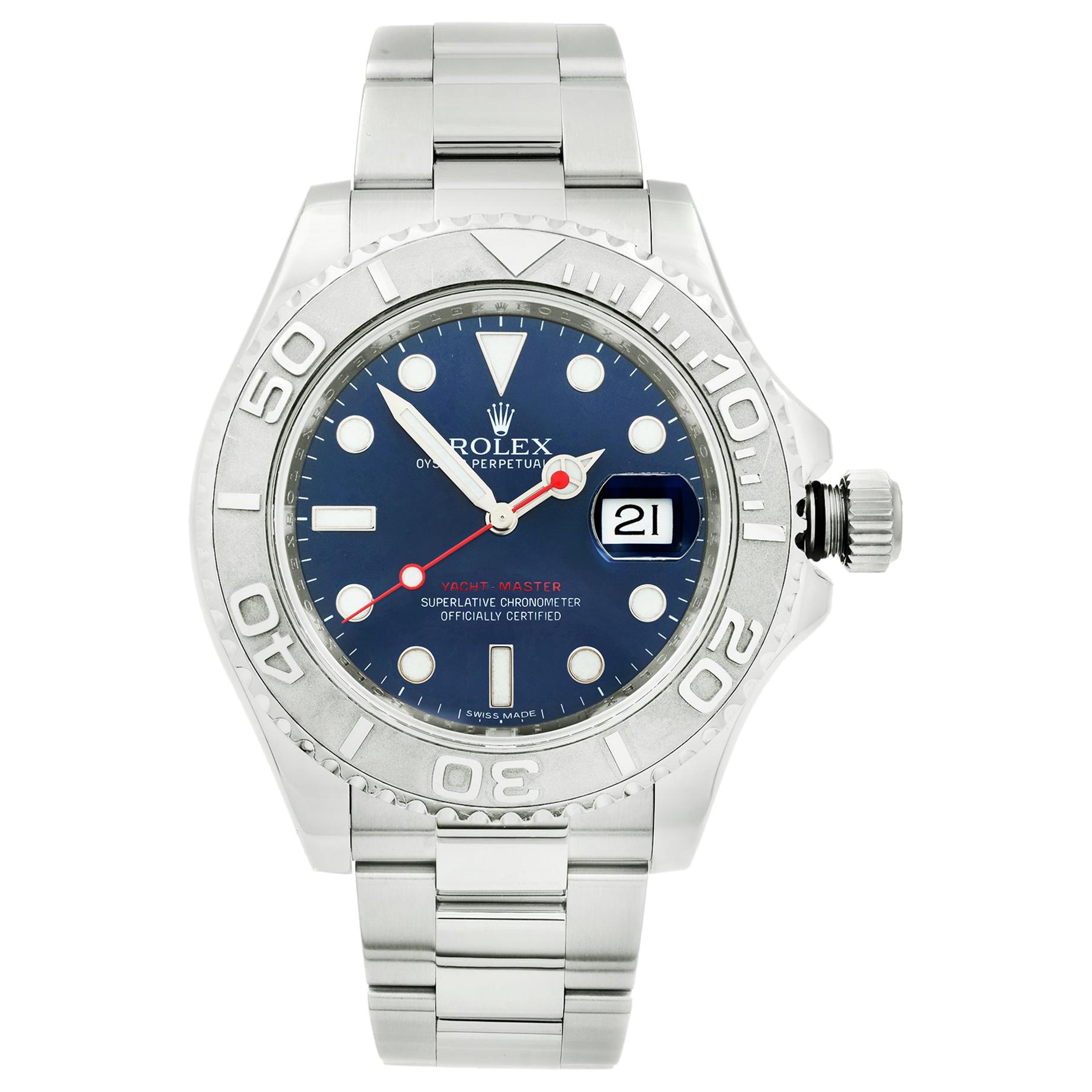 Rolex Yacht-Master Platinum Steel Blue Dial Automatic Men's Watch 116622