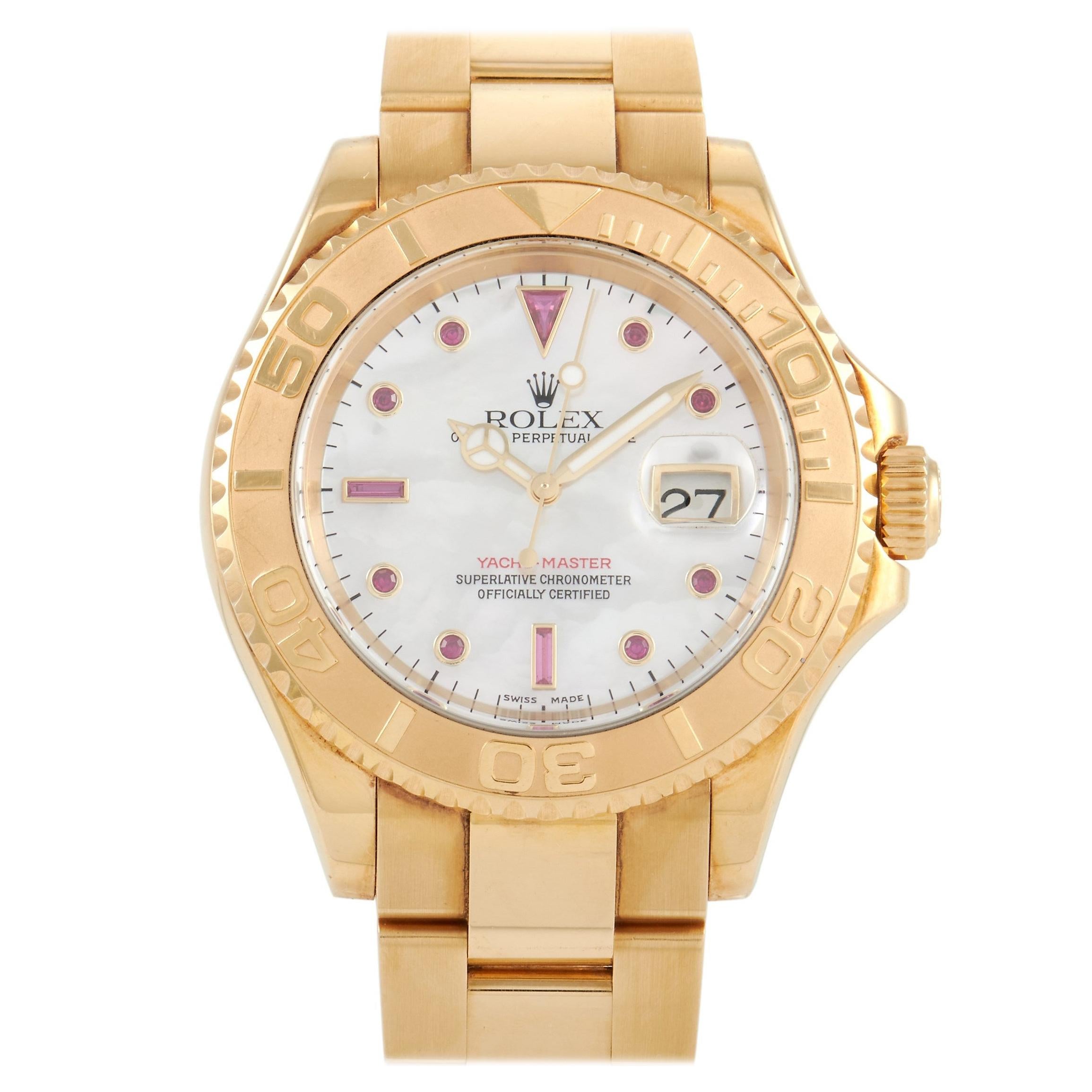 Rolex Yacht-Master Ruby Mother of Pearl Dial Watch 16628