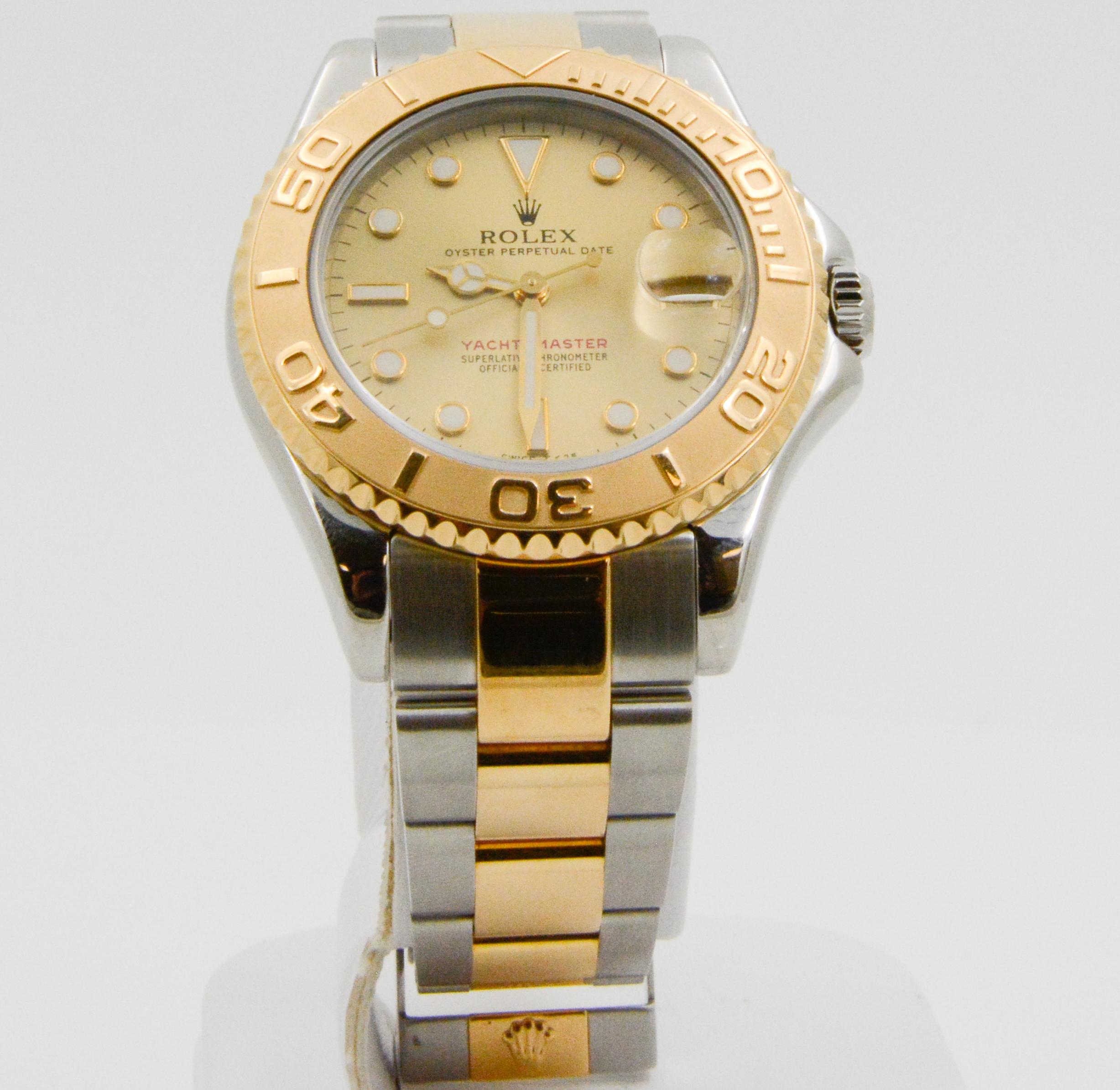 Women's Rolex Yacht-Master Steel 18 Karat Yellow Gold and Champagne Ladies Watch 68623