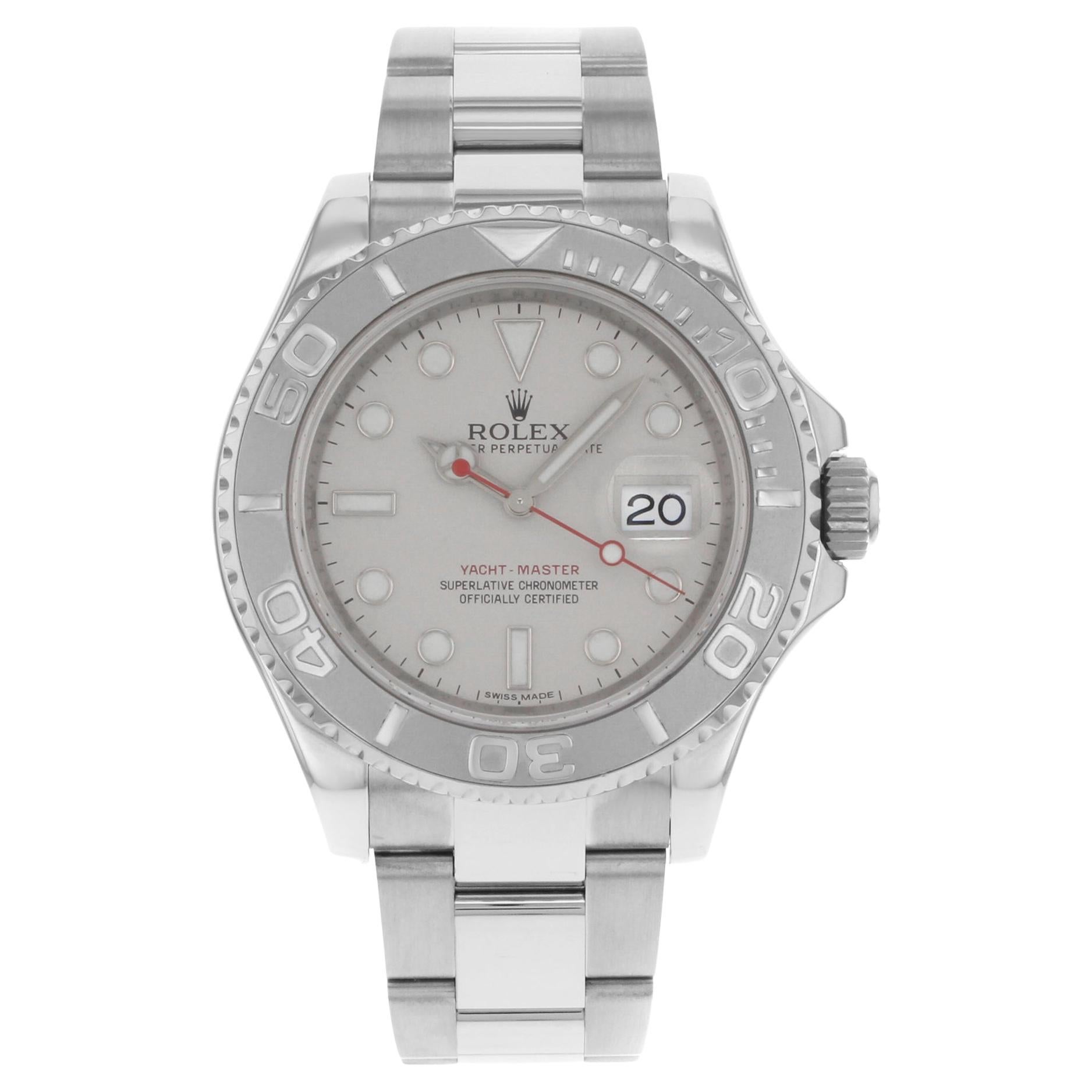 Rolex Yacht-Master Steel Platinum Bezel Gray Dial Automatic Watch 116622