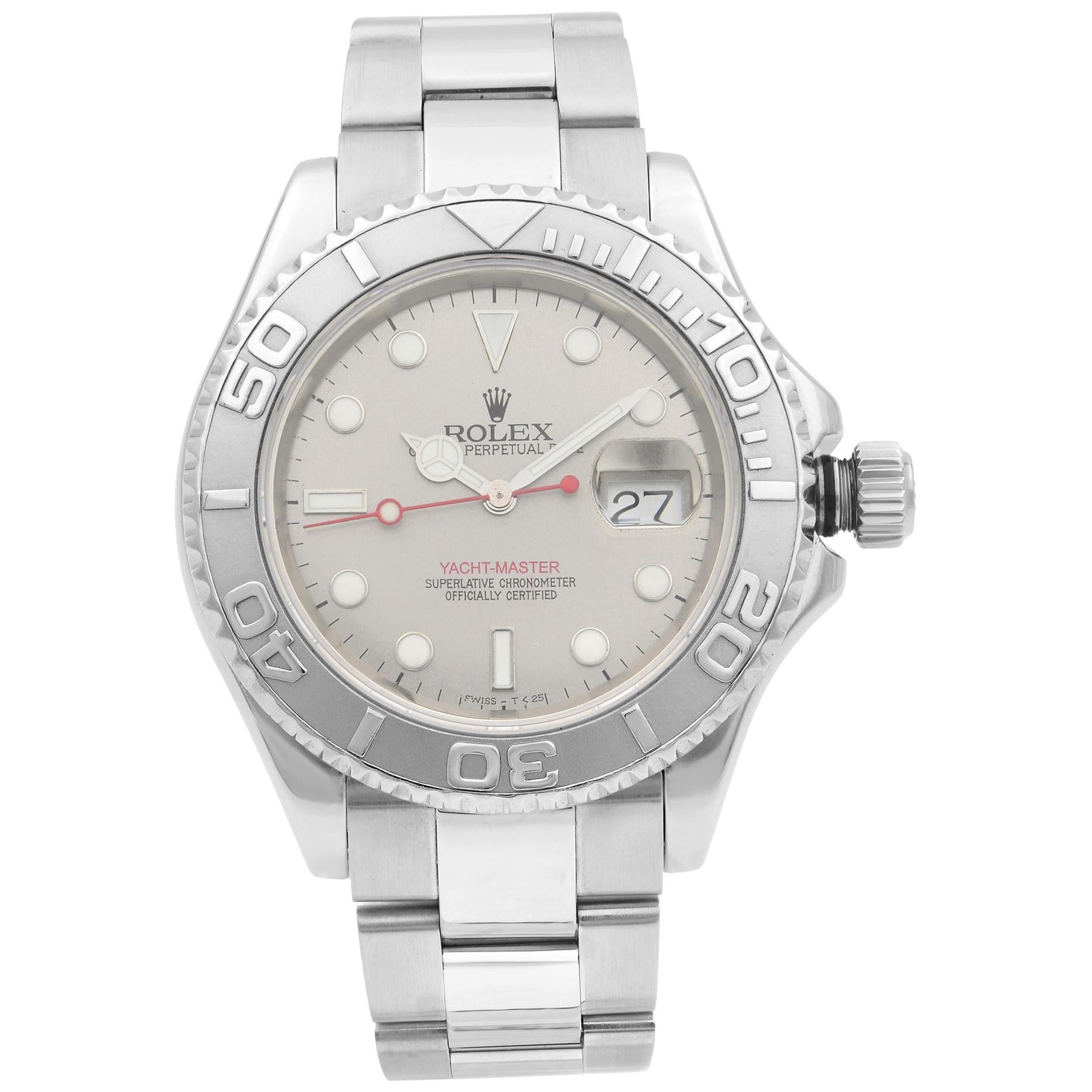 Rolex Yacht-Master Steel Platinum Bezel Grey Dial Automatic Men’s Watch 16622