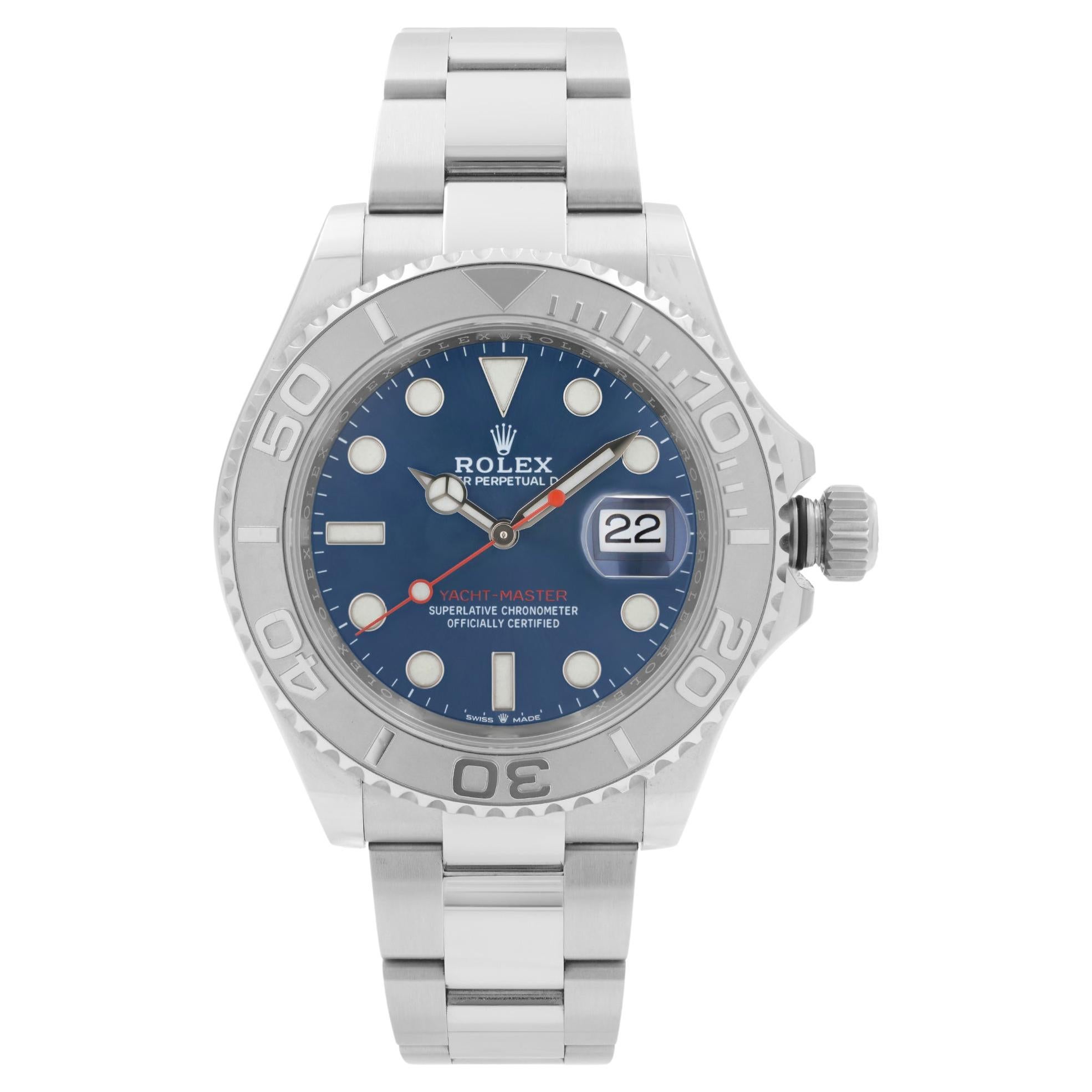 NEW Rolex Yacht-Master Steel Platinum Blue Dial Automatic Mens Watch 126622 en vente