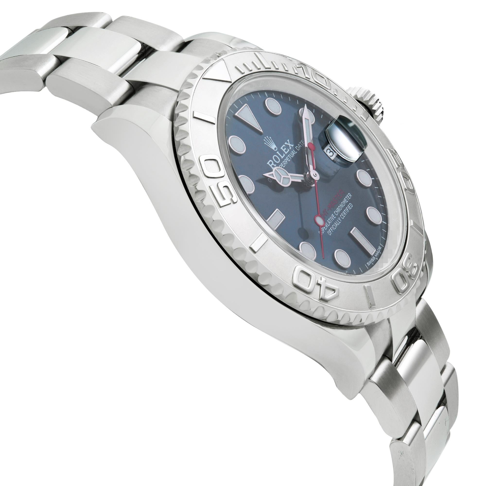 De los hombres Reloj Rolex Yacht-Master Acero Platino Esfera Azul Oyster Hombre 116622 en venta