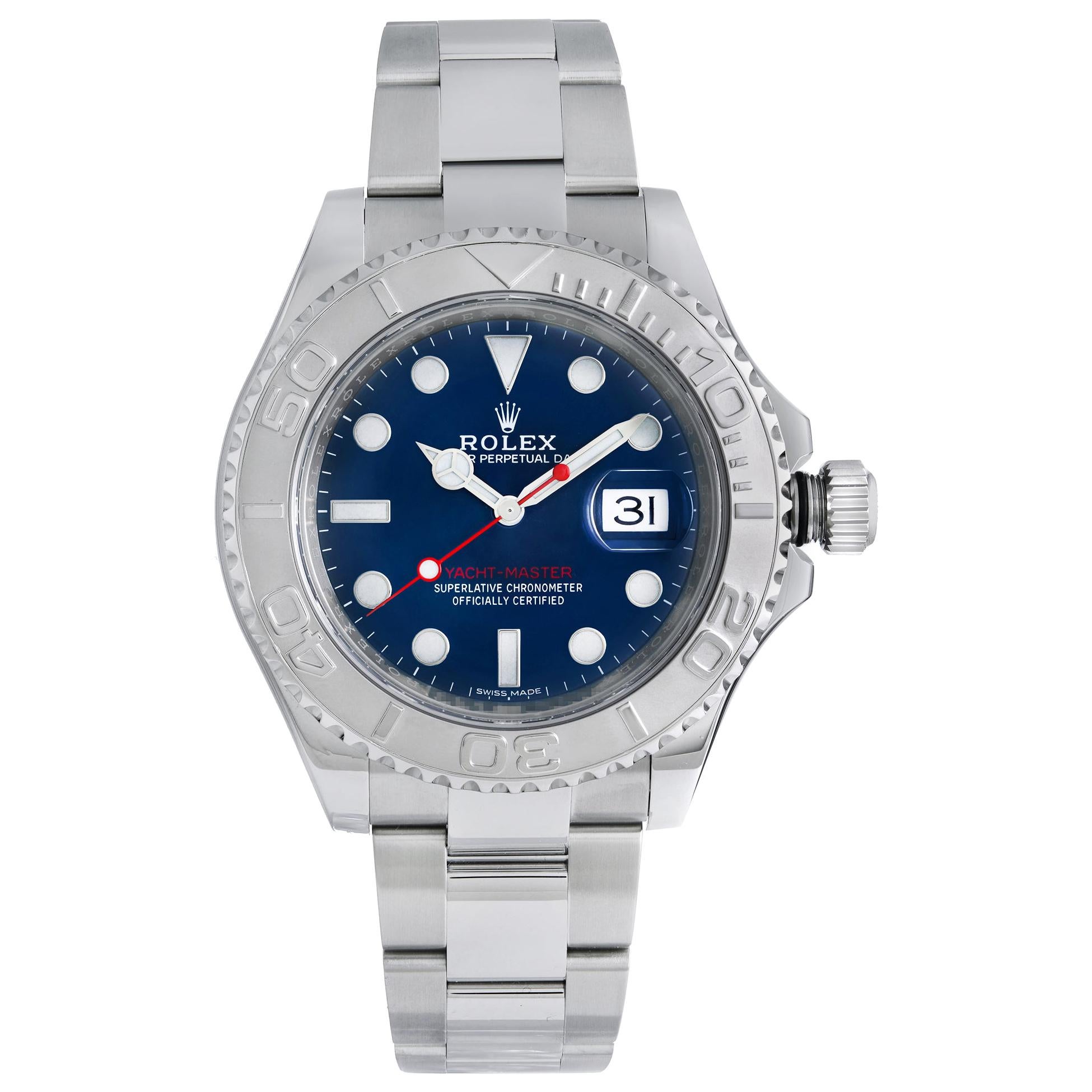 Rolex Yacht-Master Steel Platinum Blue Dial Oyster Men's Watch 116622