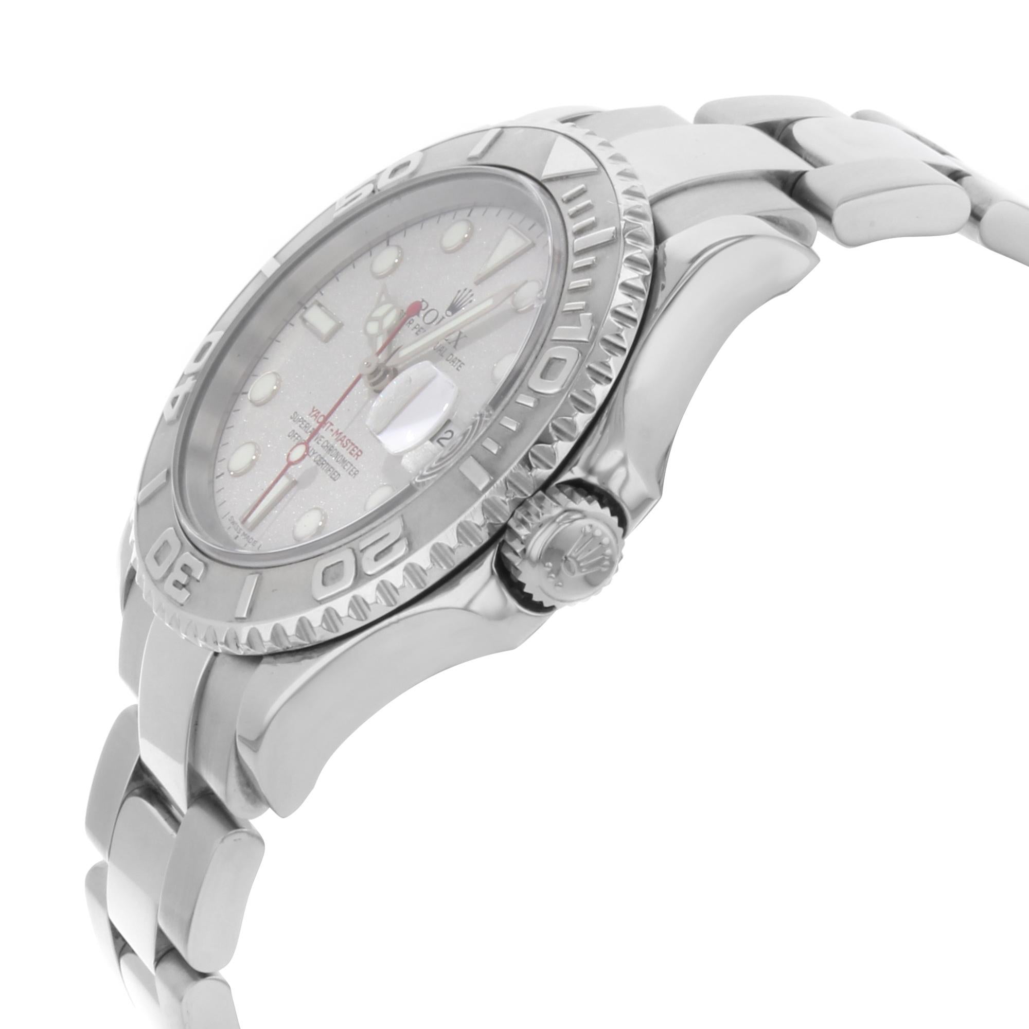 da uomo o donna Rolex Yacht-Master Acciaio Platino Quadrante Argento Orologio Automatico Uomo 16622 in vendita