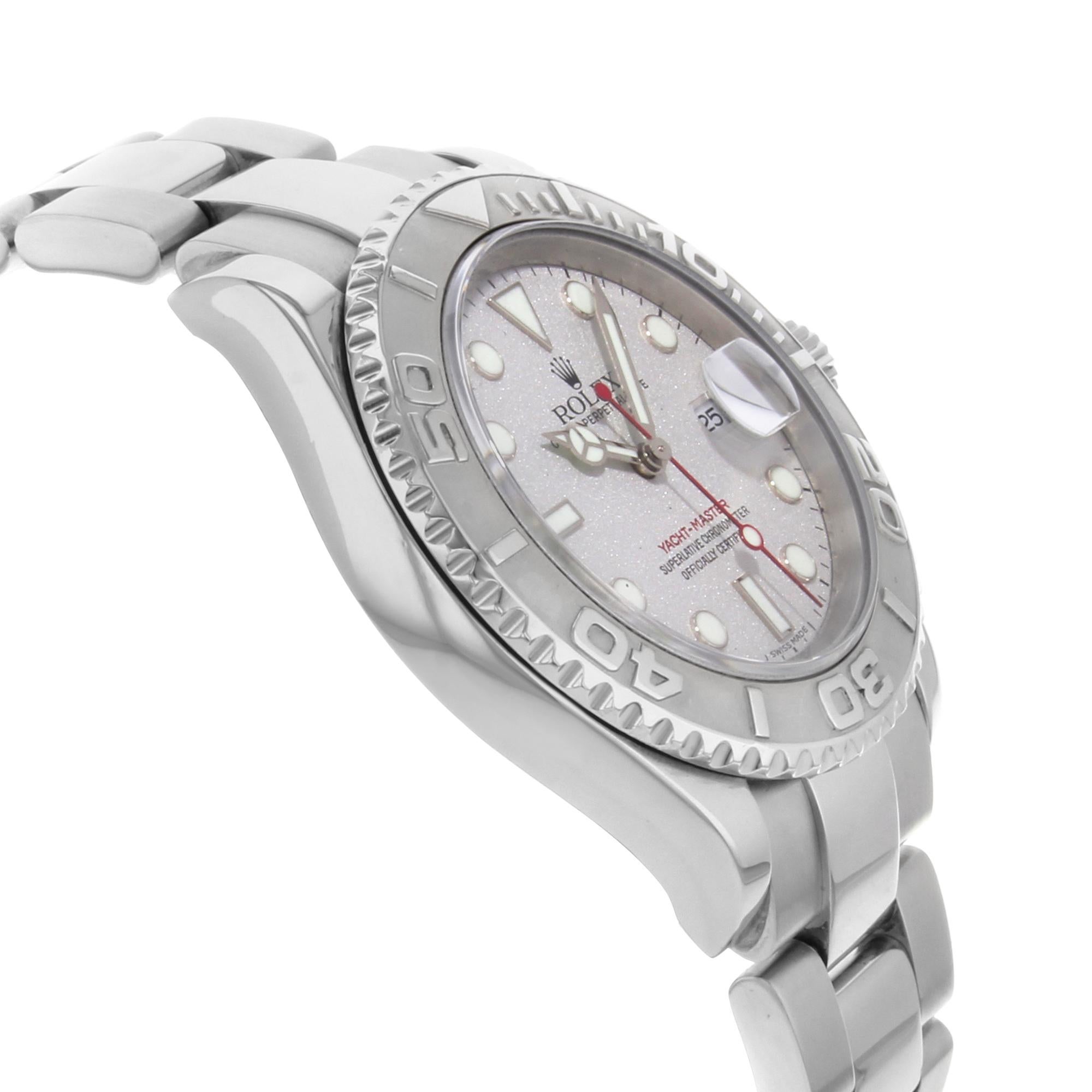 Rolex Yacht-Master Acciaio Platino Quadrante Argento Orologio Automatico Uomo 16622 in vendita 1