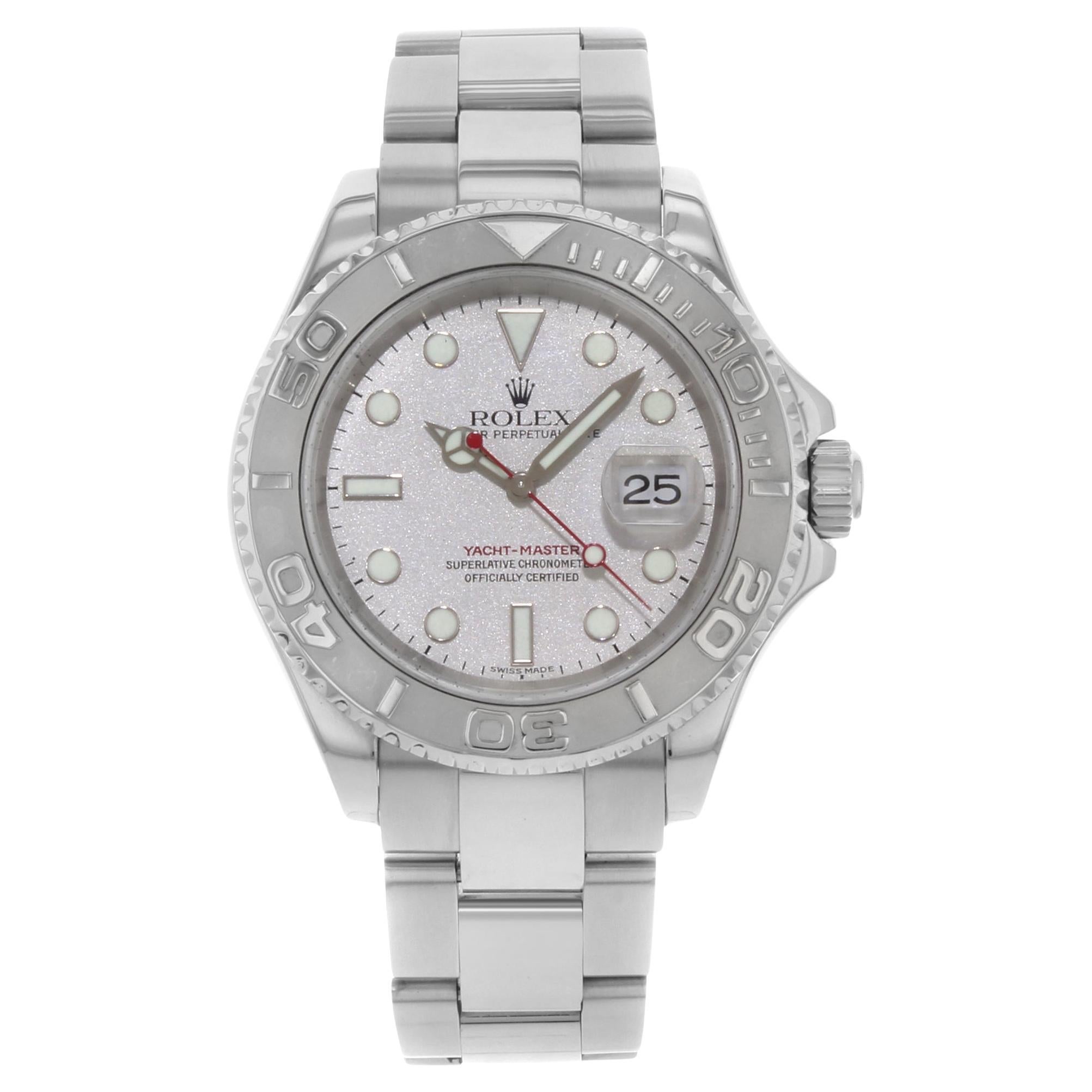 Rolex Yacht-Master Stahl Platin Silber Zifferblatt Automatik Herrenuhr 16622