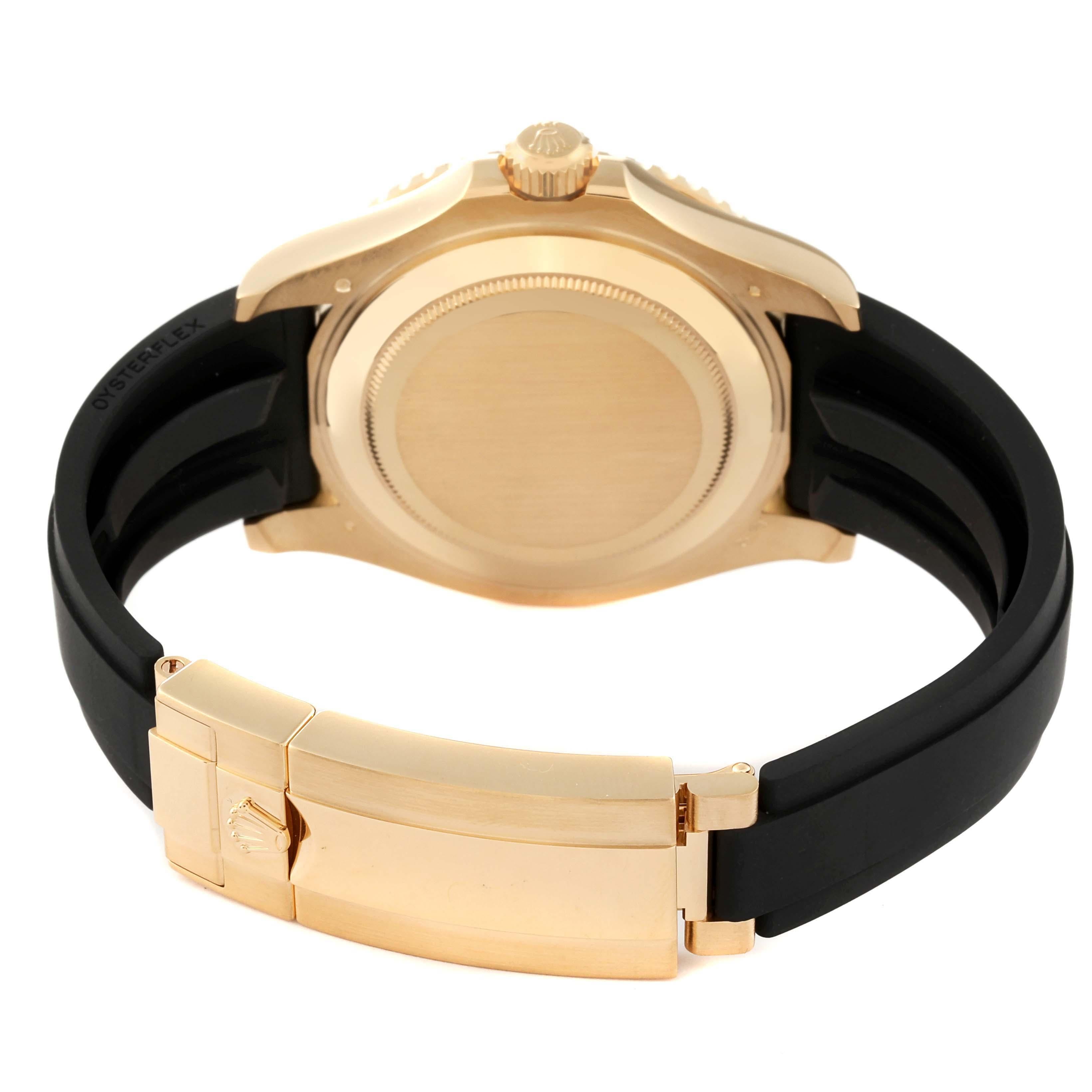 Rolex Yacht-Master Yellow Gold Oysterflex Bracelet Mens Watch 226658 Box Card. Officially certified chronometer automatic self-winding movement. 18K yellow gold case 42.0 mm in diameter. Screwed-down case back and crown, Triplock winding crown