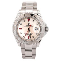 Rolex Yachtmaster 16622 40mm Platinum Bezel Ruby Gem Dial Steel Oyster Watch
