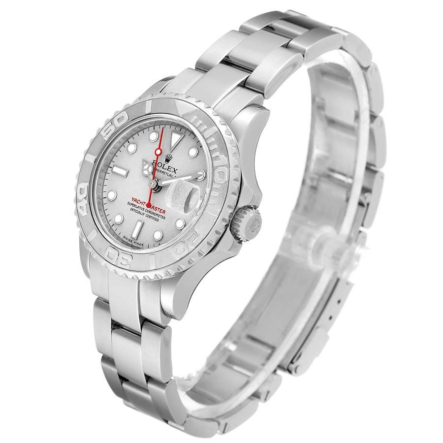 Rolex Yachtmaster 29 Stahl Platin Zifferblatt Lünette Damenuhr 169622 Box im Angebot 1