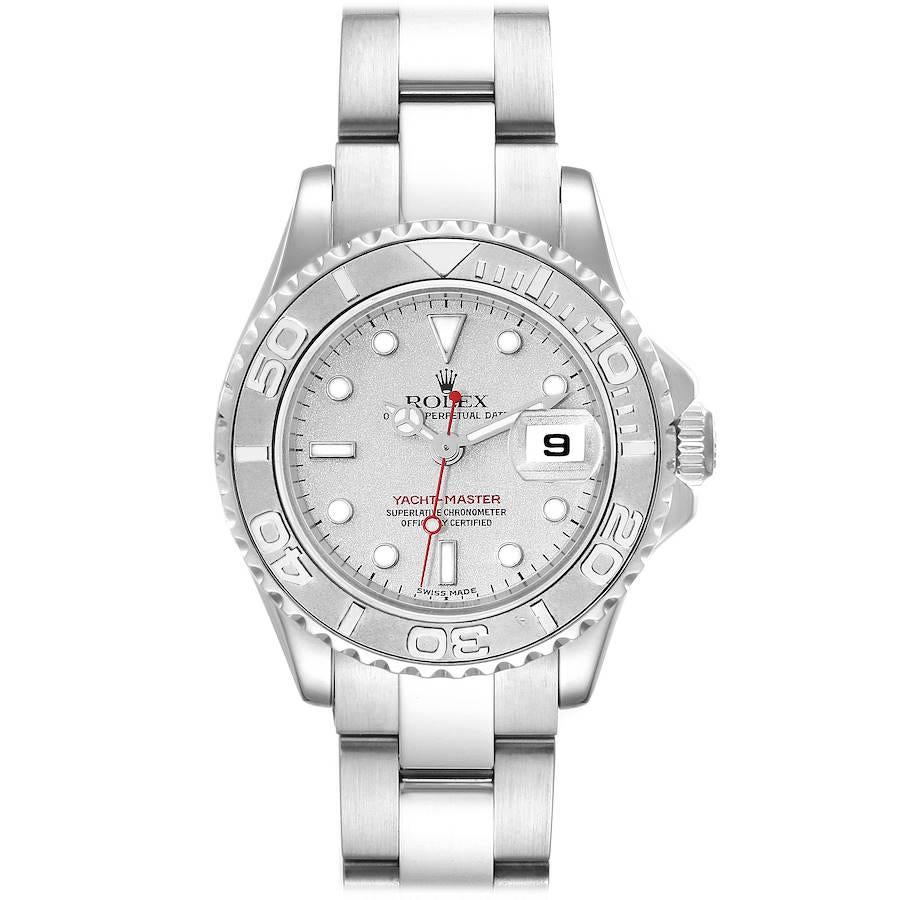 Rolex Yachtmaster 29 Steel Platinum Dial Bezel Ladies Watch 169622 Box Papers