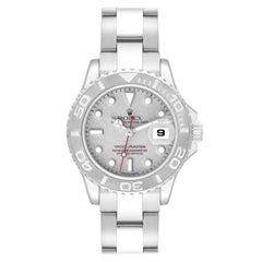 Rolex Yachtmaster 29 Steel Platinum Dial Bezel Ladies Watch 169622 Box Papers