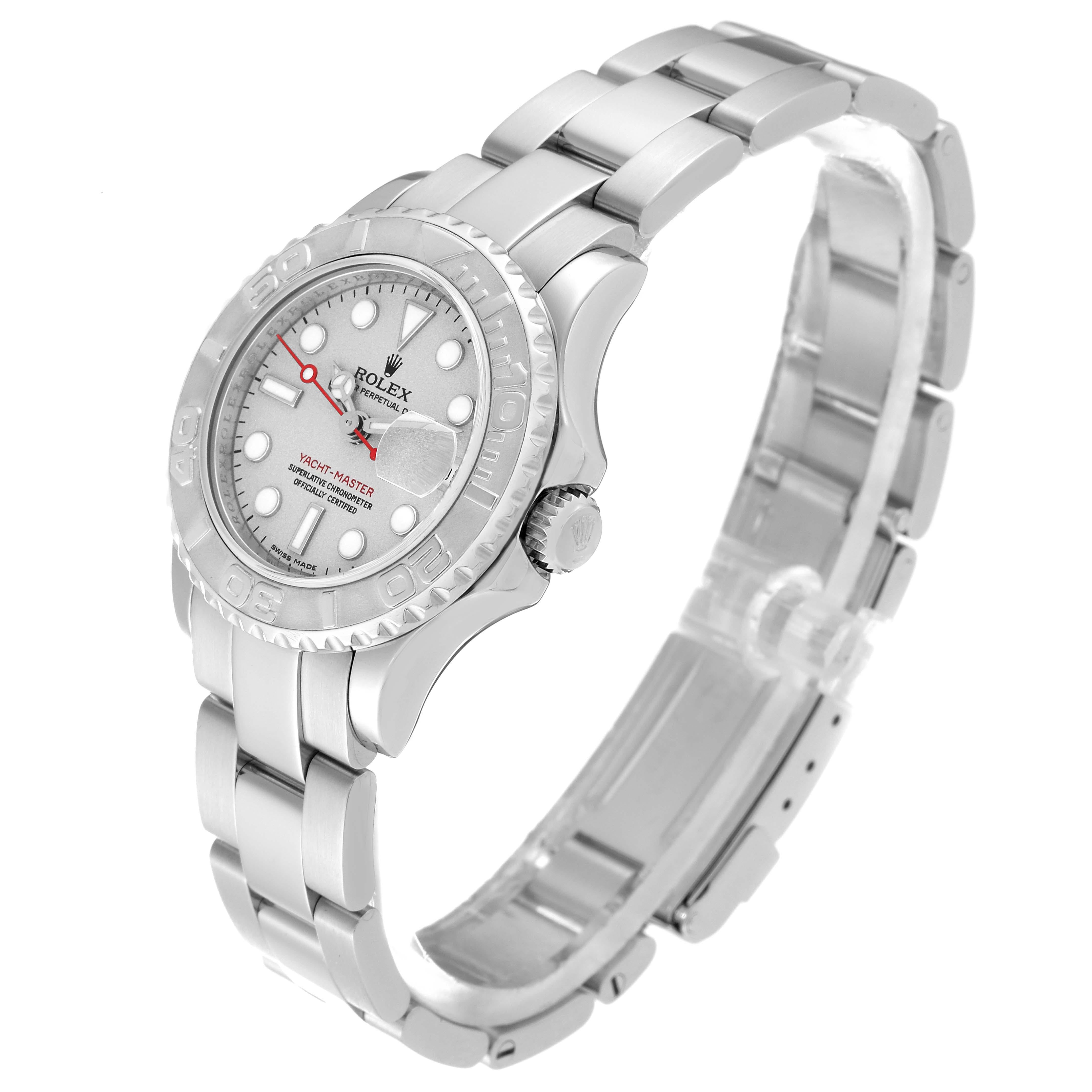 Rolex Yachtmaster 29 Steel Platinum Dial Bezel Ladies Watch 169622 For Sale 6