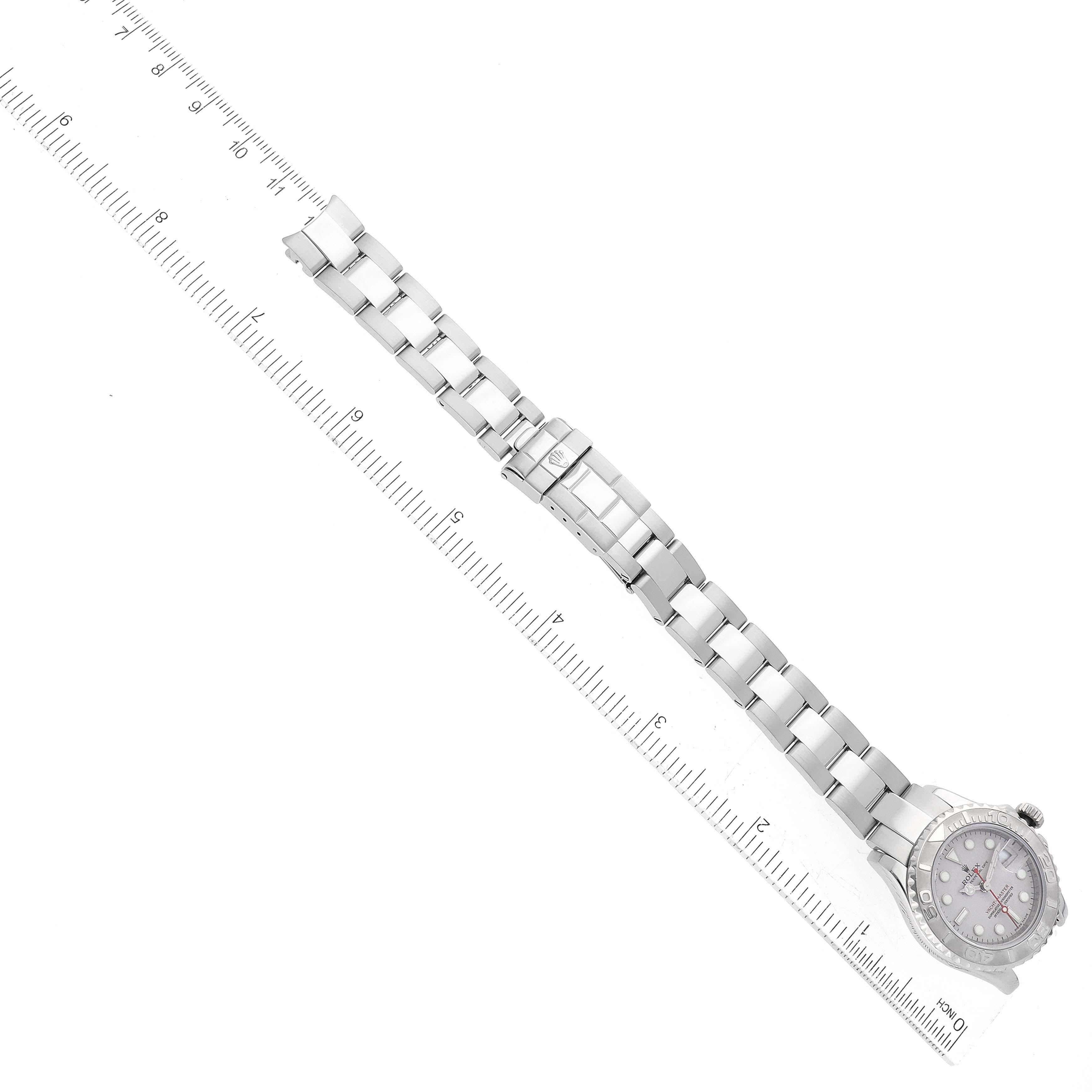 Rolex Yachtmaster 29 Steel Platinum Dial Bezel Ladies Watch 169622 For Sale 8